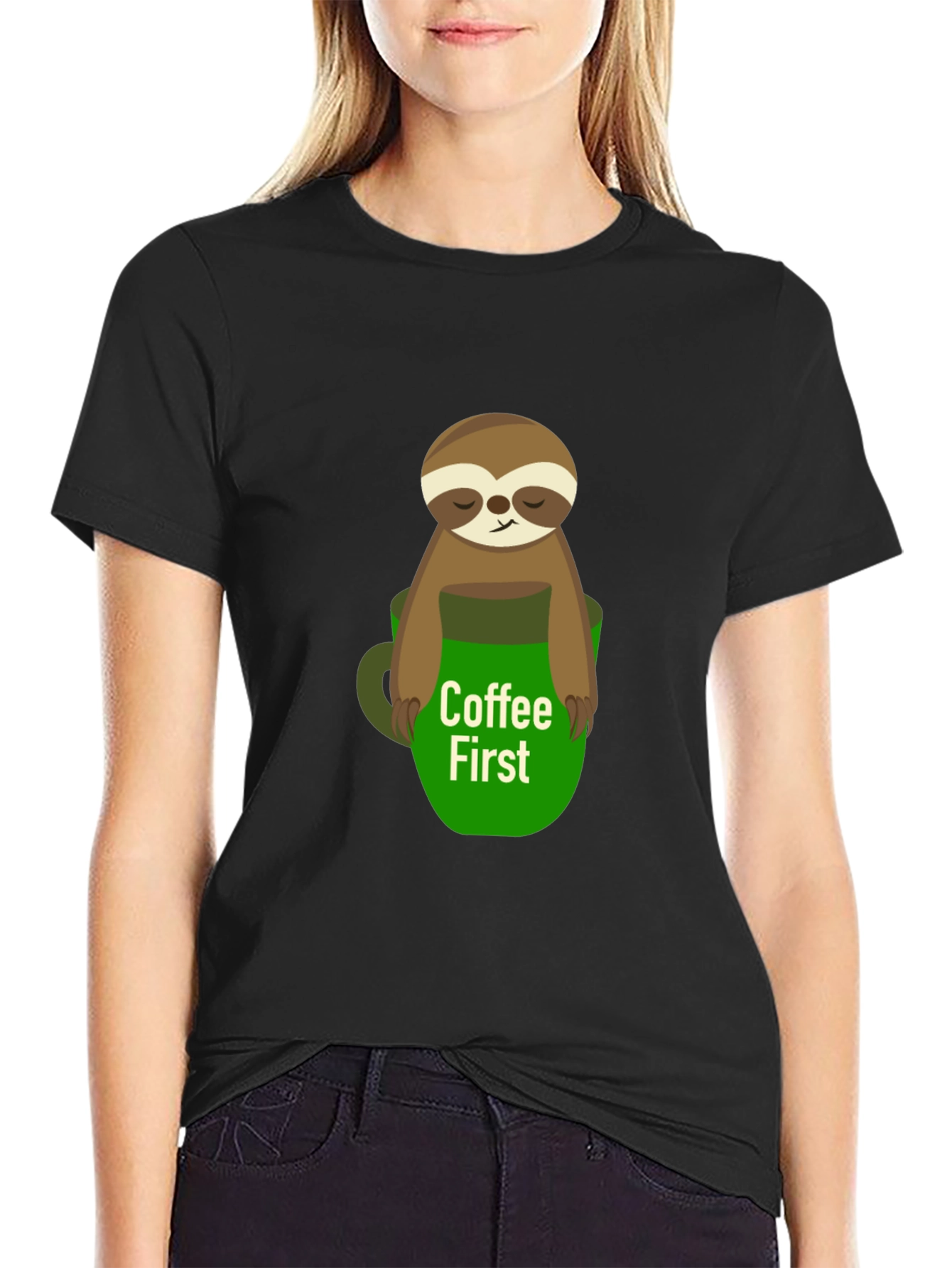 Coffee First Sloth Graphic Tee