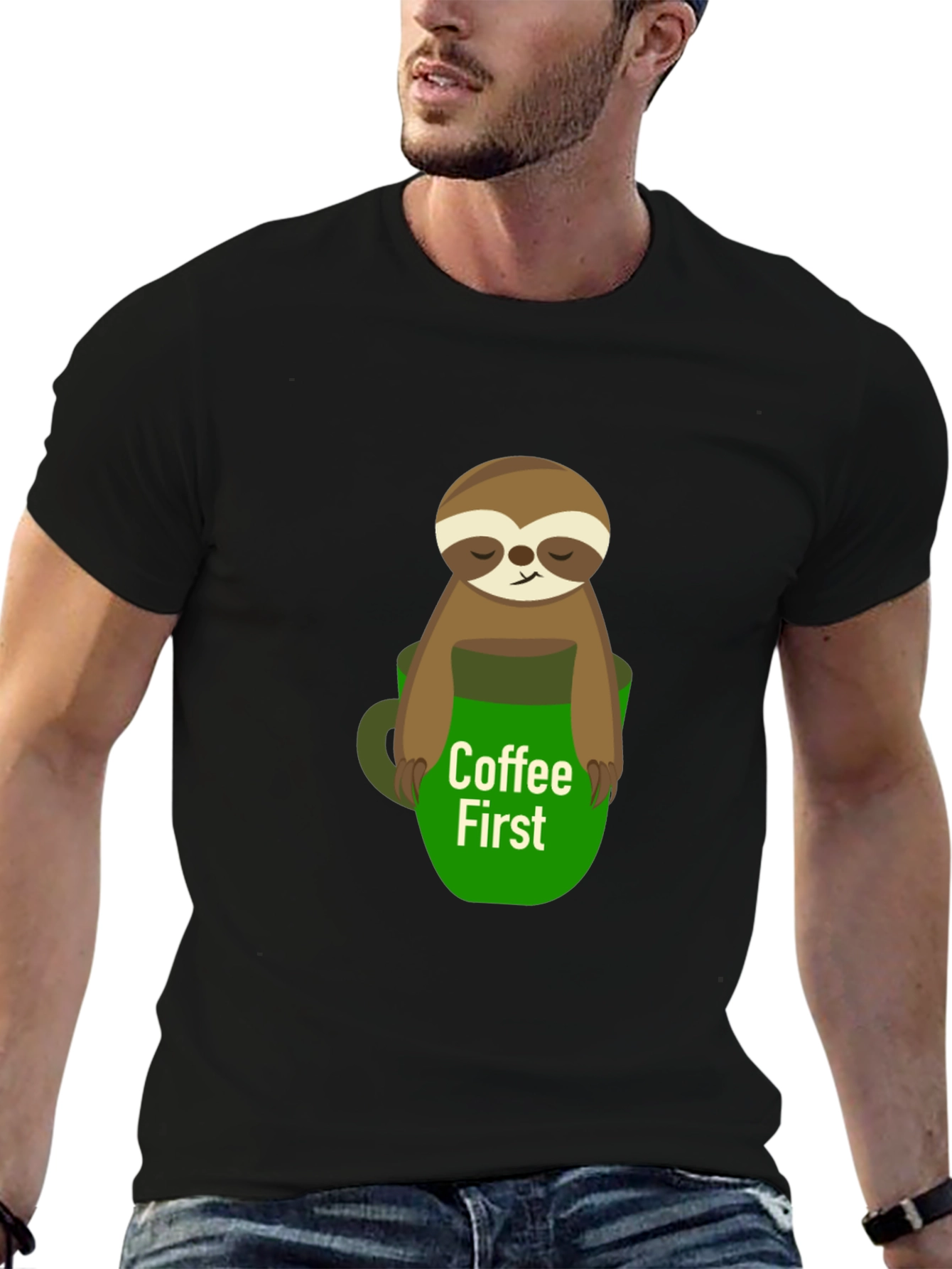 Coffee First Sloth Graphic Tee