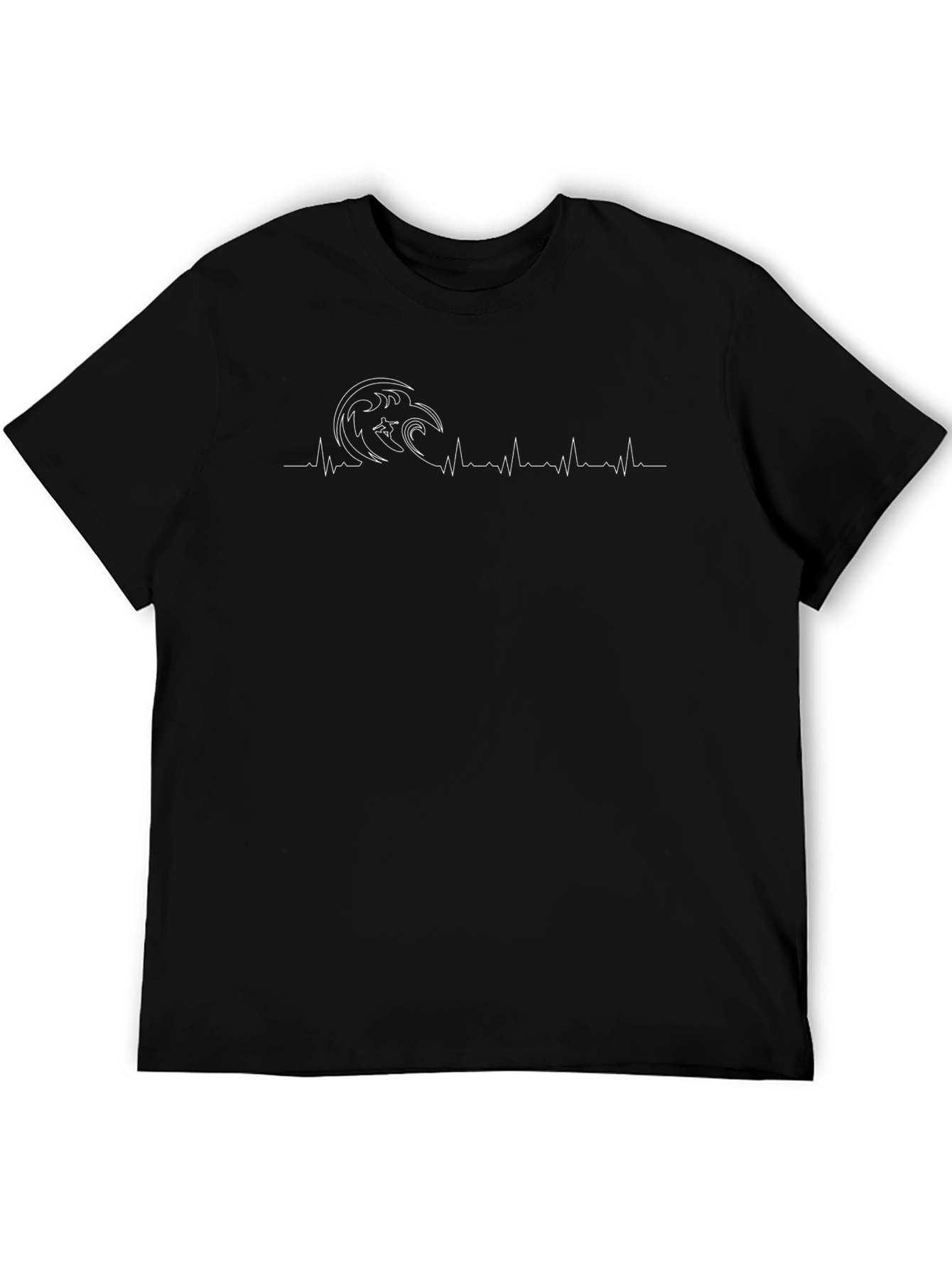 Wave Heartbeat Graphic Tee - Black