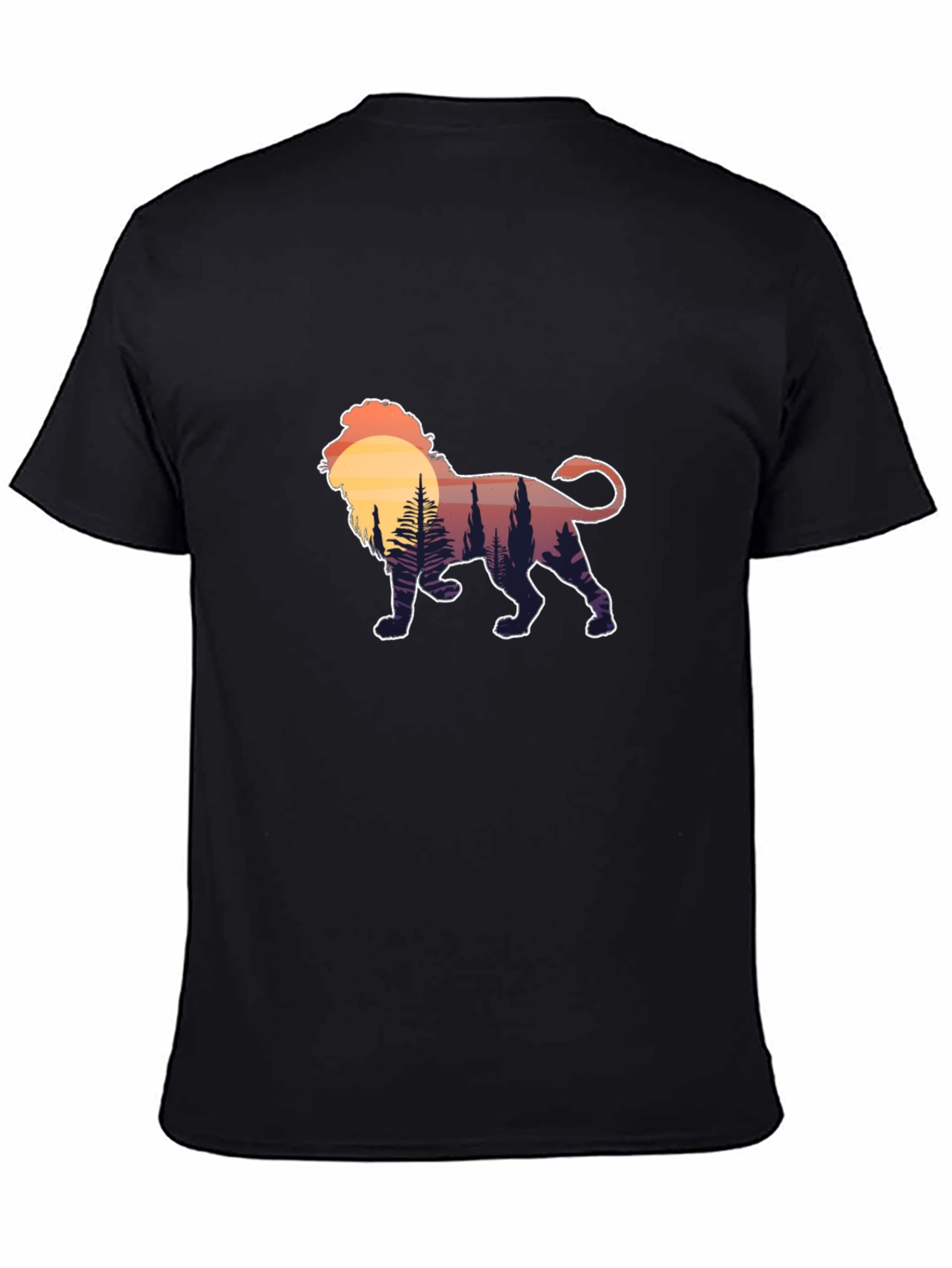 Lion Sunset Graphic Tee - Black