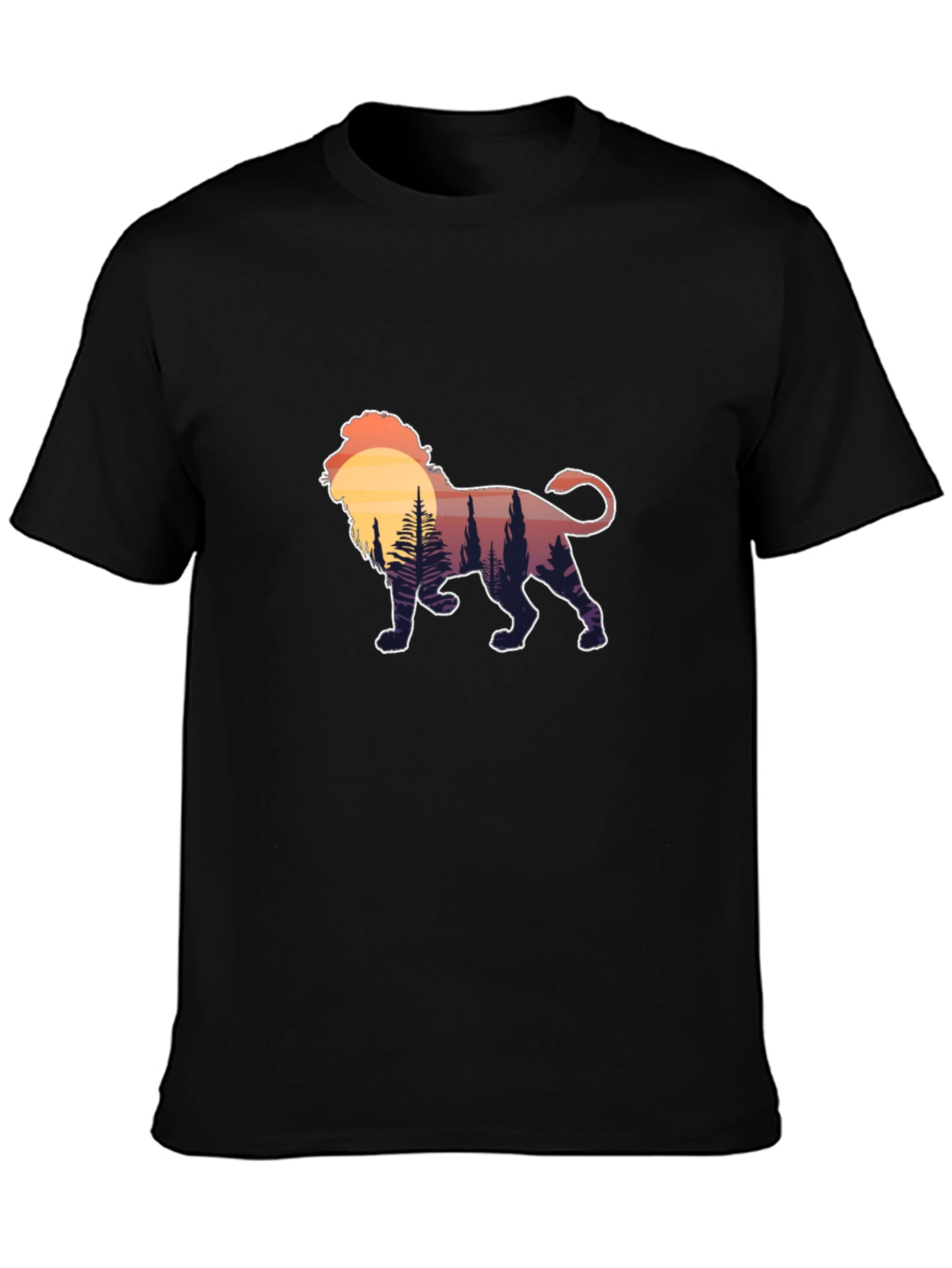Lion Sunset Graphic Tee - Black