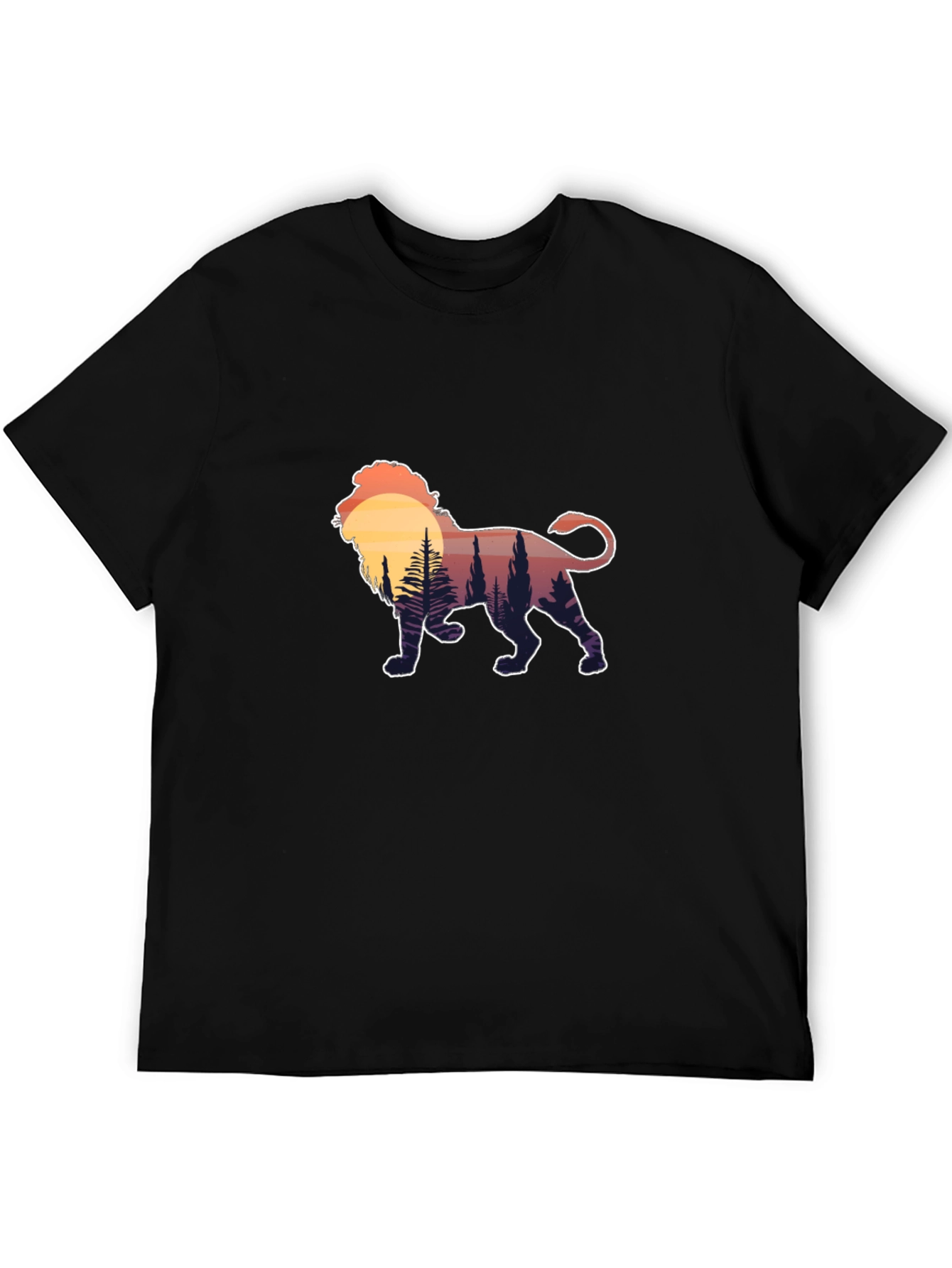 Lion Sunset Graphic Tee - Black