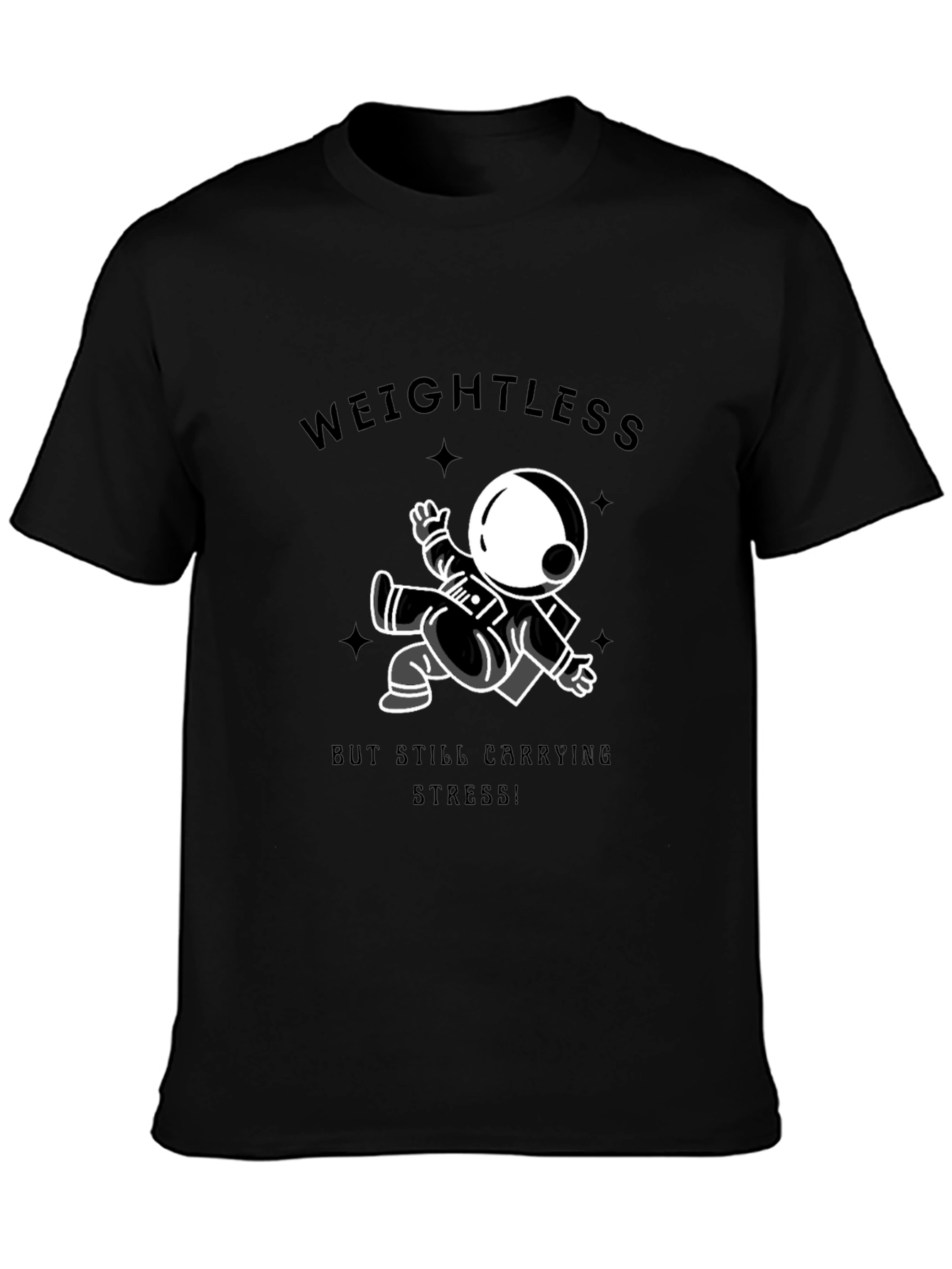 Weightless Astronaut Graphic Tee - Black Cotton T-Shirt