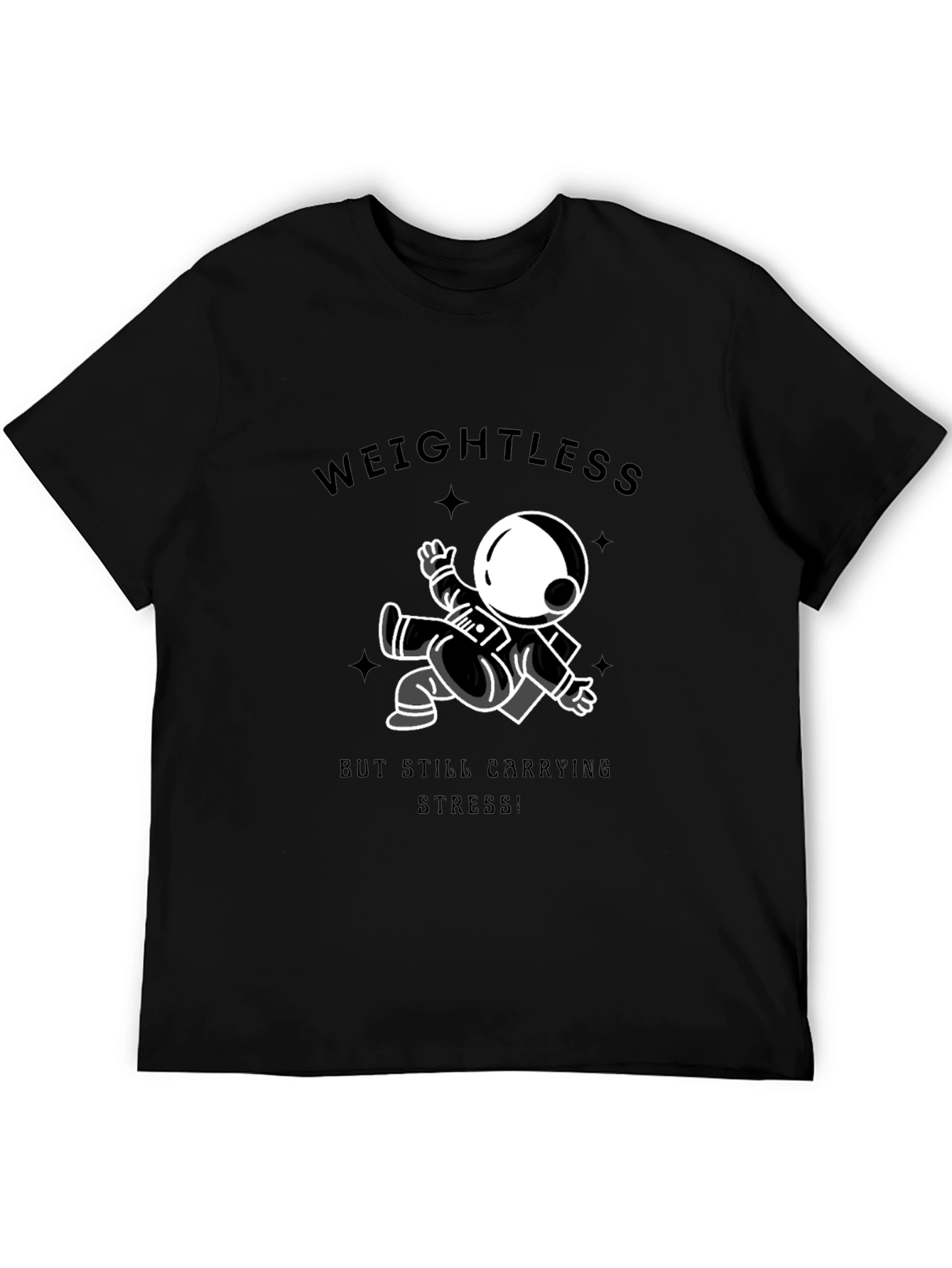 Weightless Astronaut Graphic Tee - Black Cotton T-Shirt