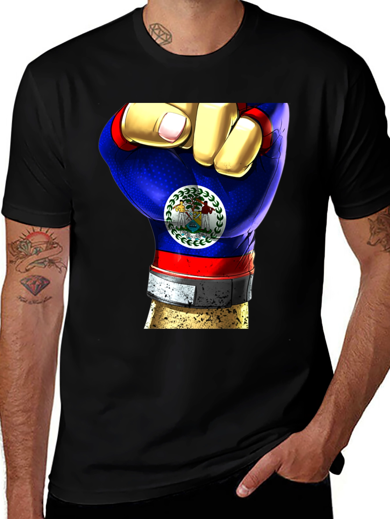 Belize Flag Fist T-Shirt