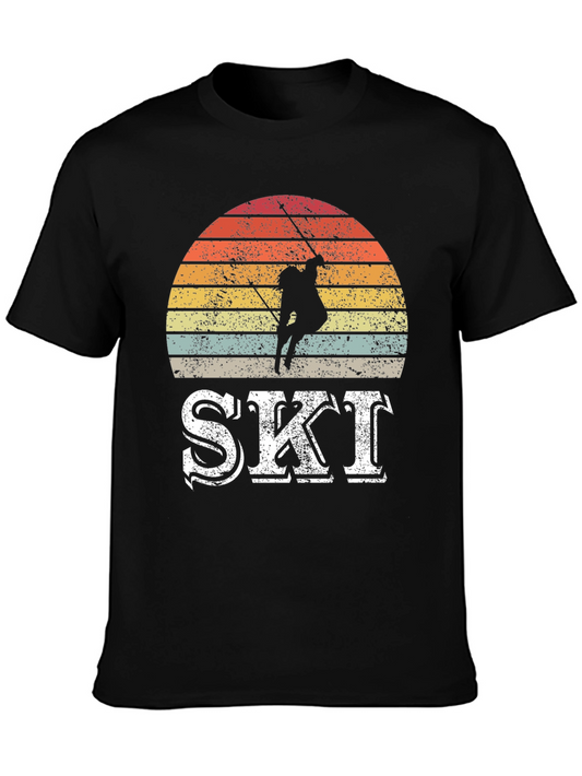 Retro Ski T-Shirt: Vintage Sunset Design