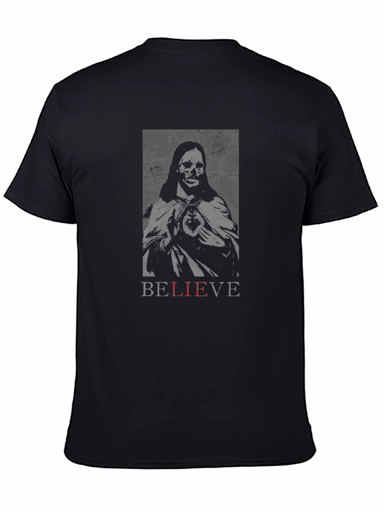 Believe Graphic Tee - Edgy Skeleton Design