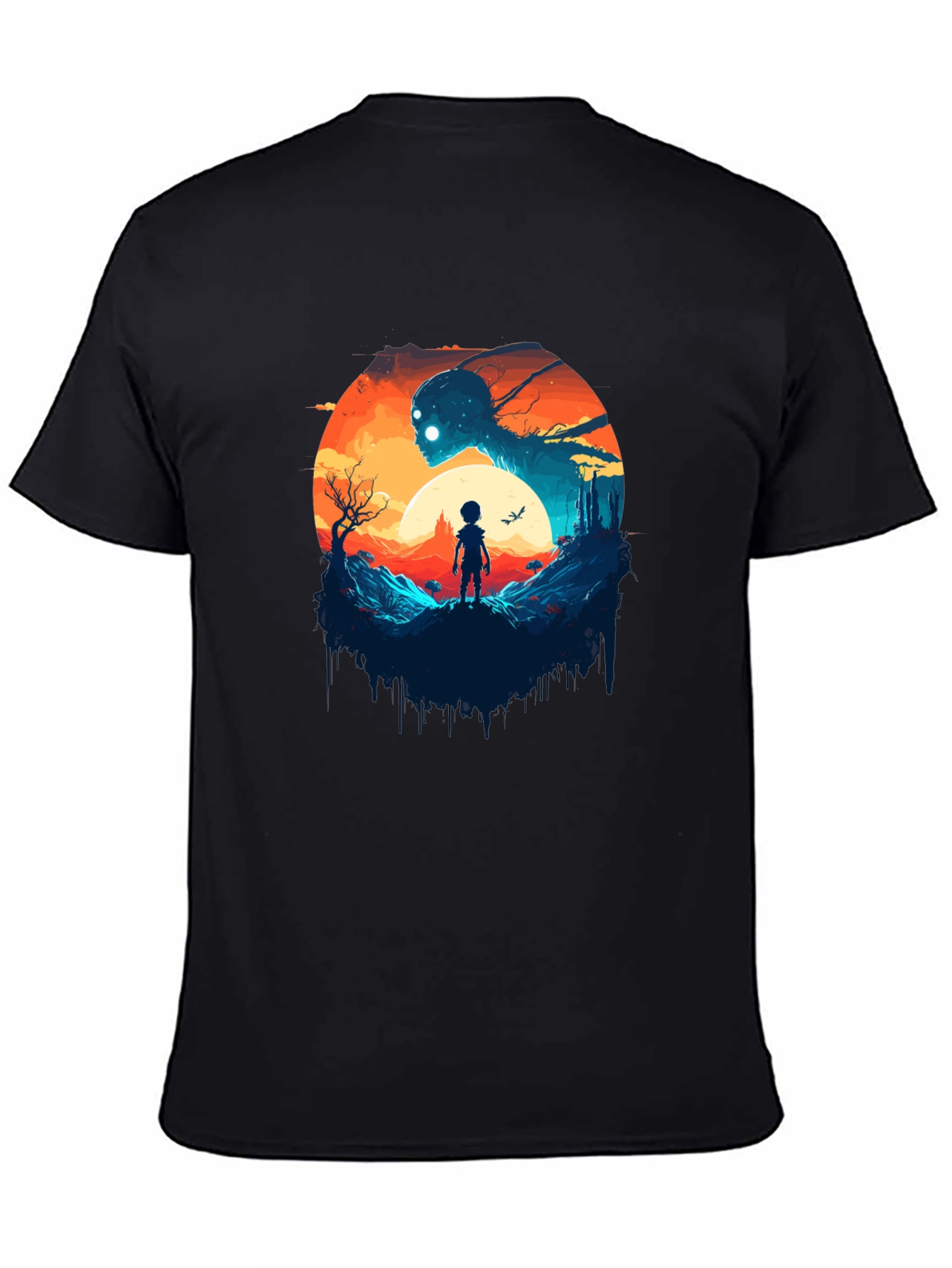 Surreal Graphic Print Black T-Shirt