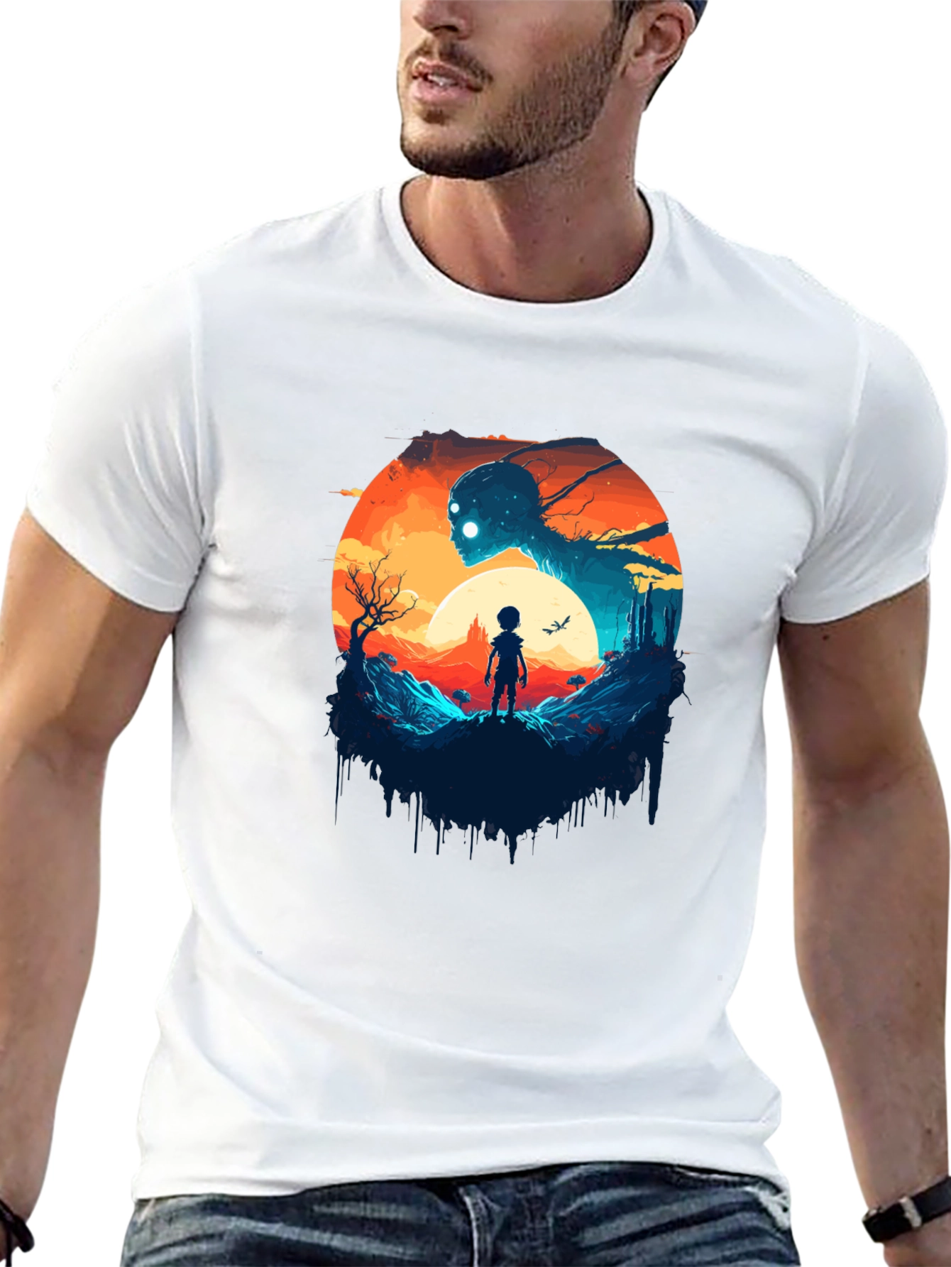Surreal Graphic Print Black T-Shirt