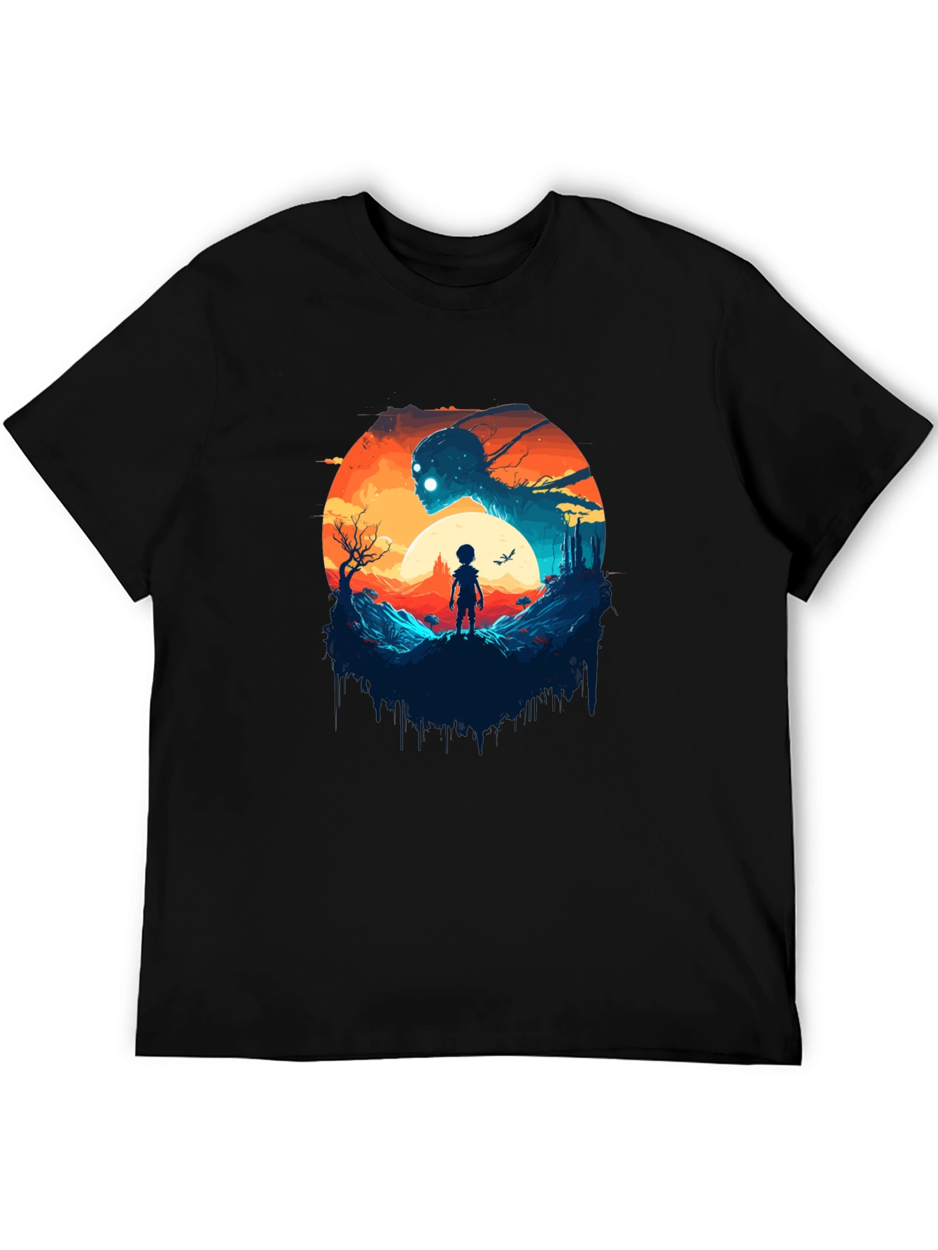 Surreal Graphic Print Black T-Shirt