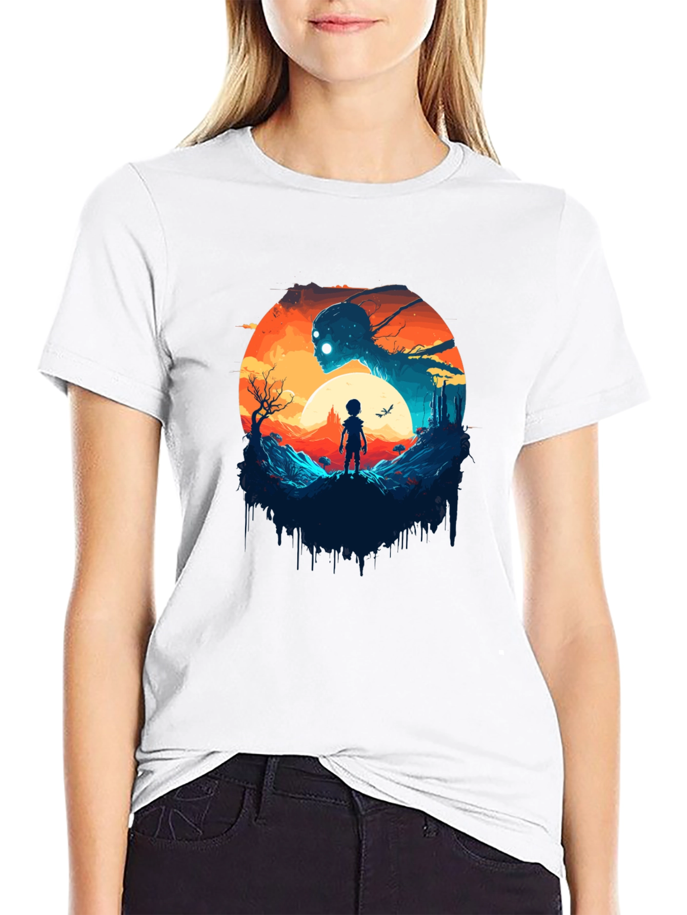 Surreal Graphic Print Black T-Shirt