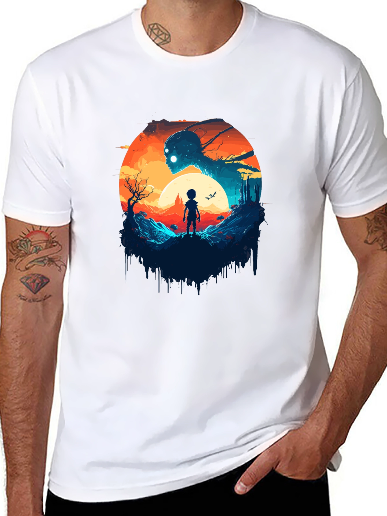 Surreal Graphic Print Black T-Shirt
