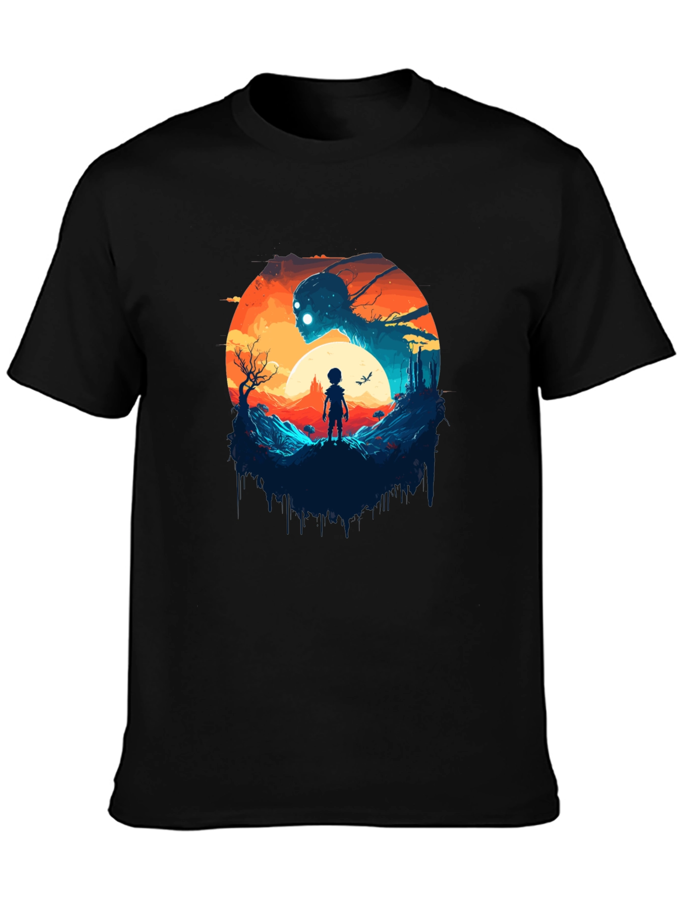 Surreal Graphic Print Black T-Shirt