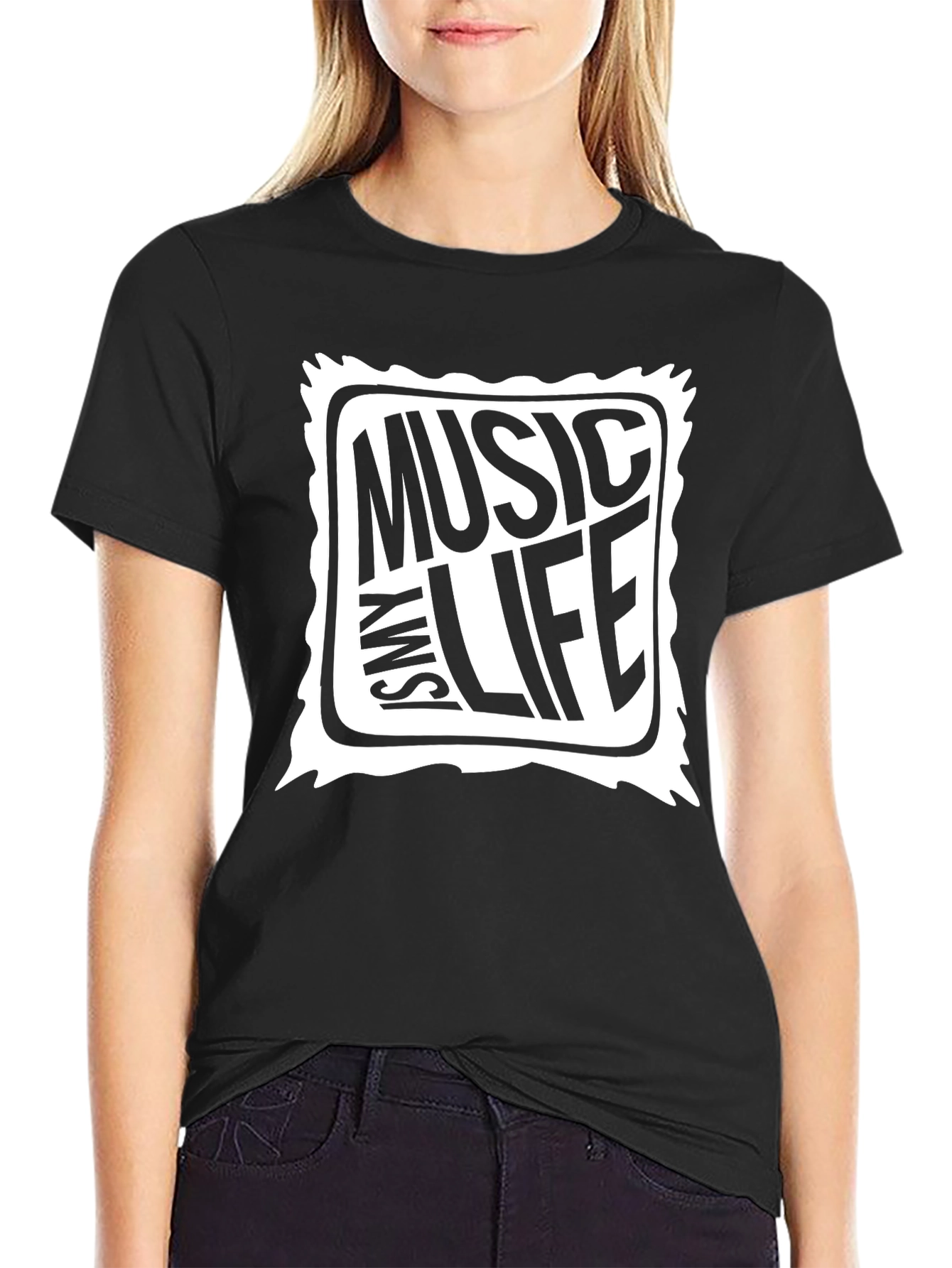 Music is My Life Graphic Tee - Black