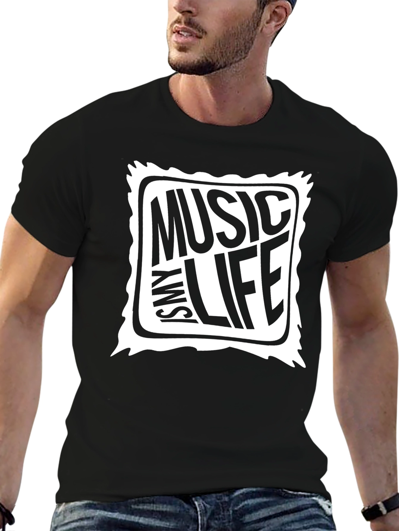 Music is My Life Graphic Tee - Black
