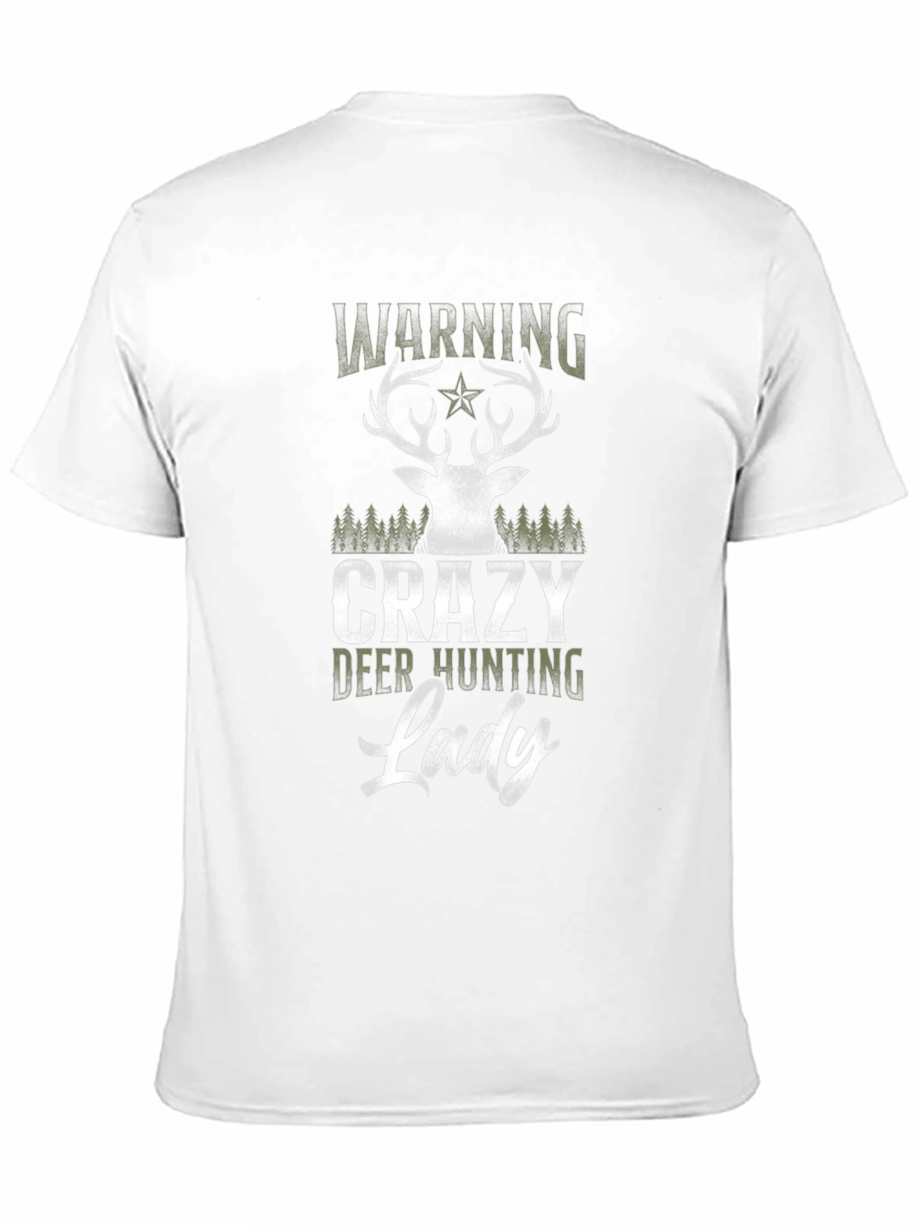 Crazy Deer Hunting Lady Black T-Shirt