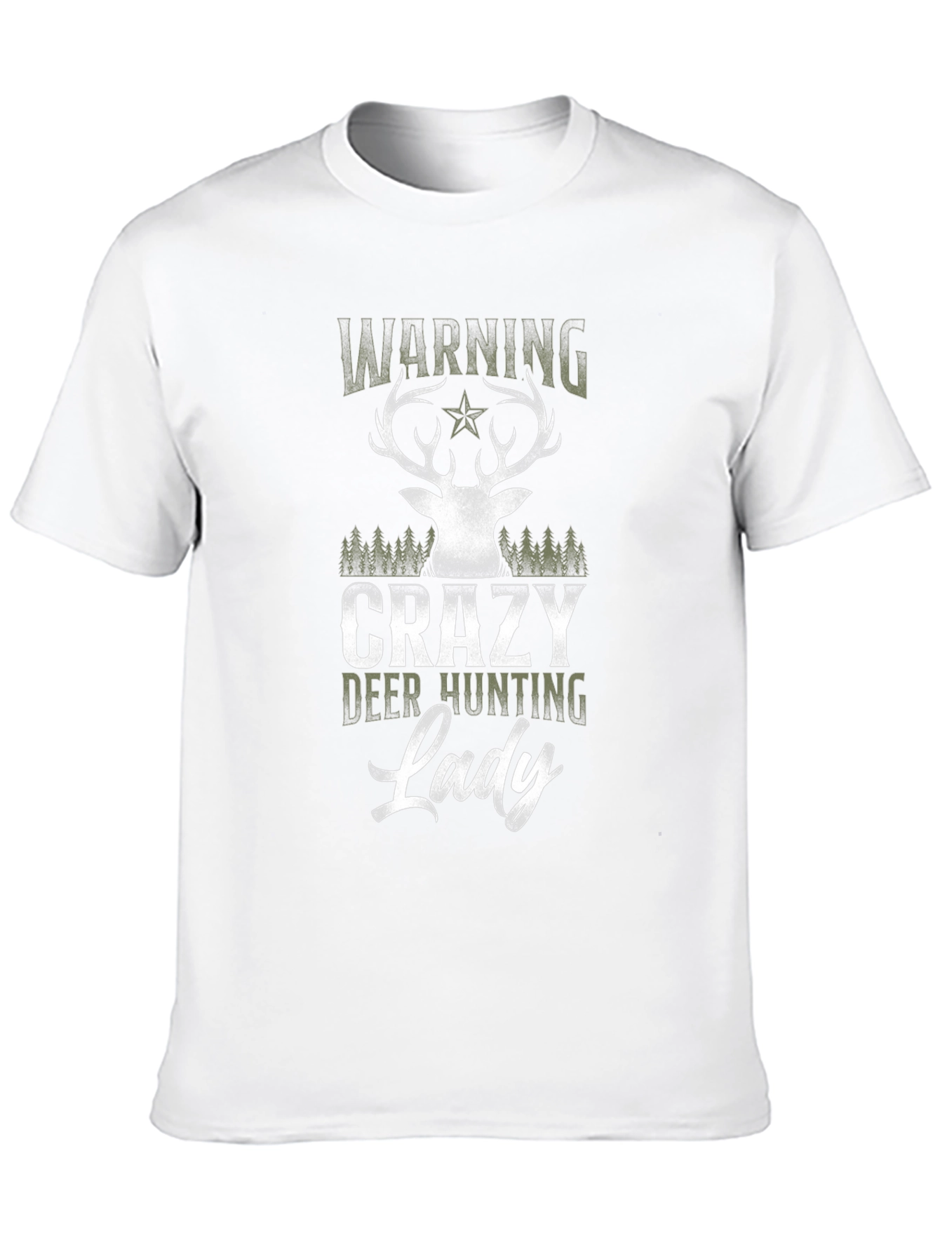 Crazy Deer Hunting Lady Black T-Shirt