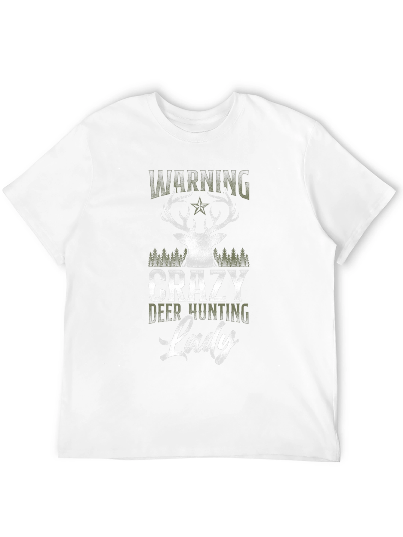 Crazy Deer Hunting Lady Black T-Shirt