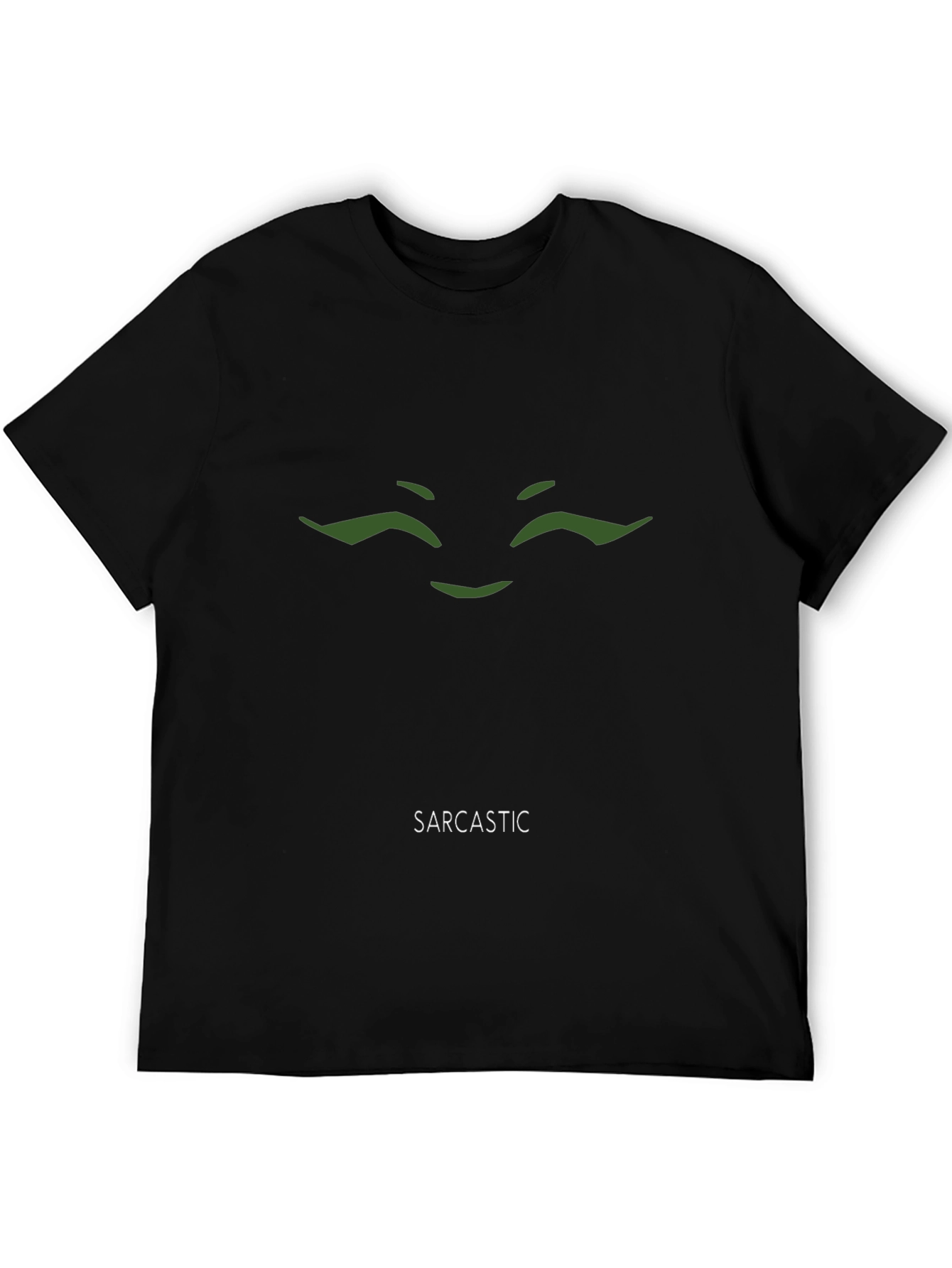 Sarcastic Face Graphic Tee - Black Cotton T-Shirt