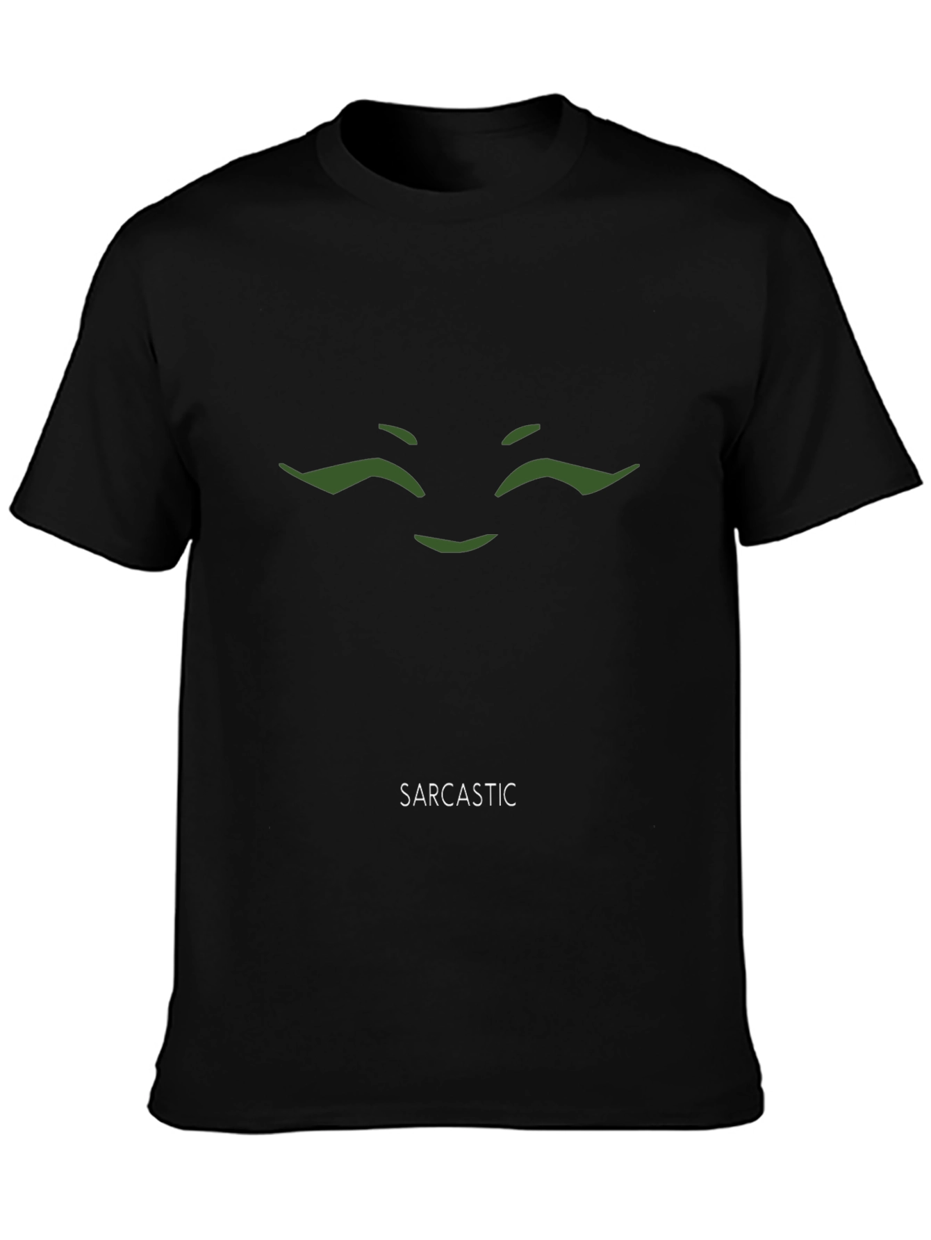 Sarcastic Face Graphic Tee - Black Cotton T-Shirt