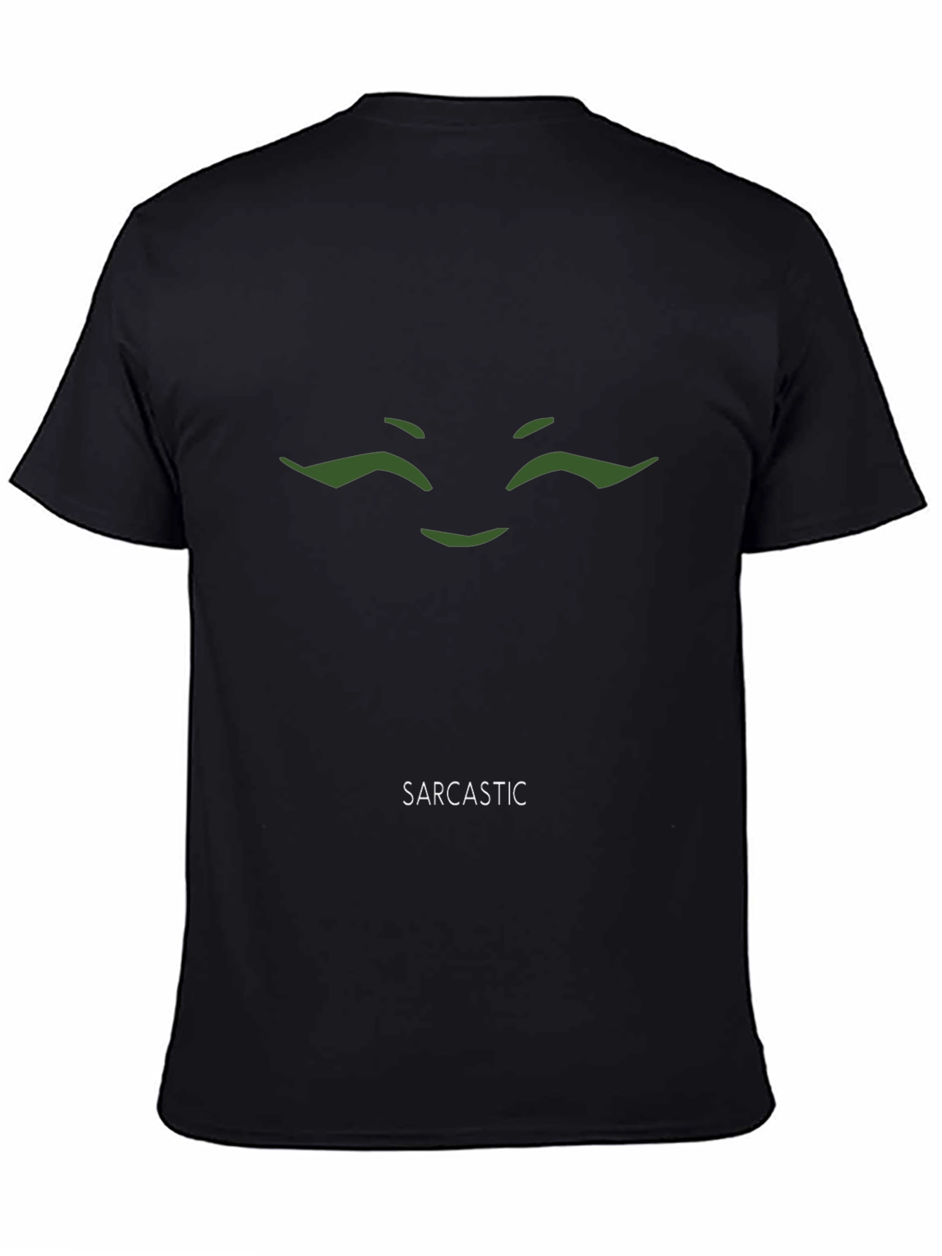 Sarcastic Face Graphic Tee - Black Cotton T-Shirt