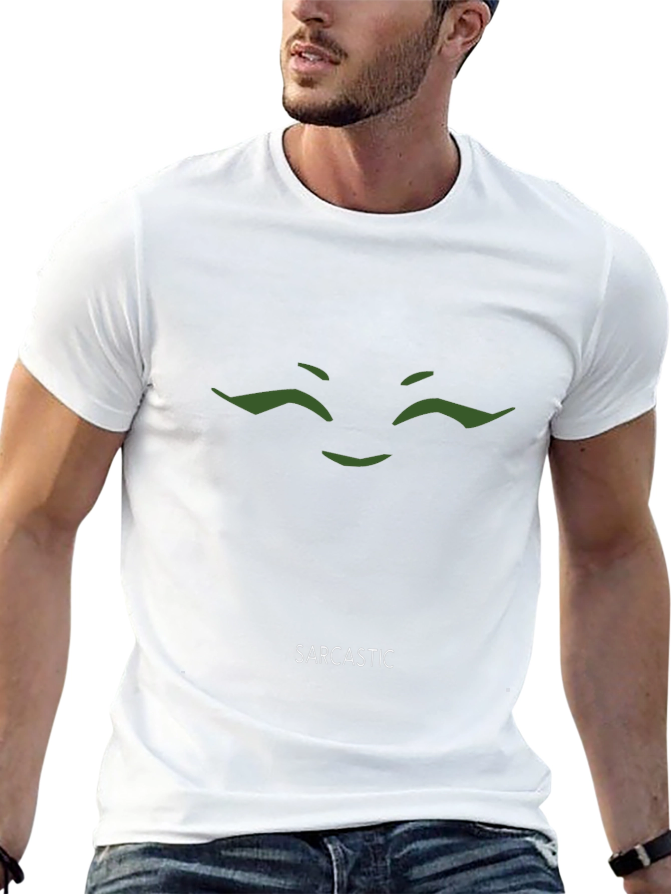 Sarcastic Face Graphic Tee - Black Cotton T-Shirt