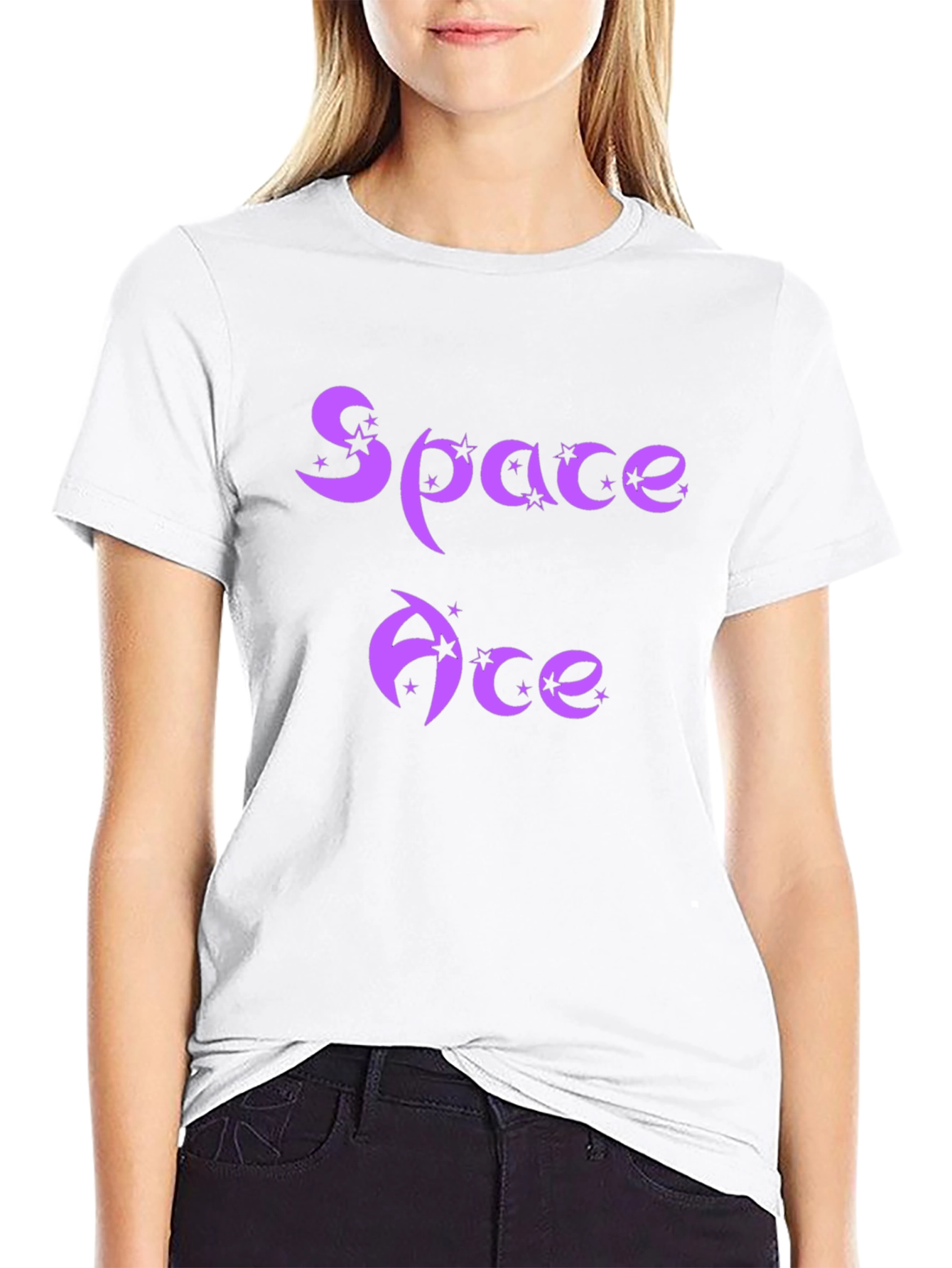 Space Ace Graphic T-Shirt - Purple Design on Black