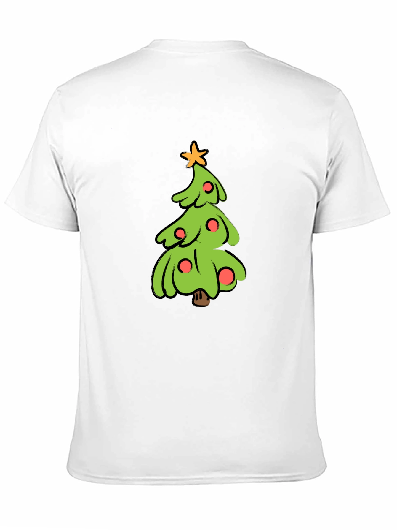 Festive Christmas Tree Graphic Tee - Black