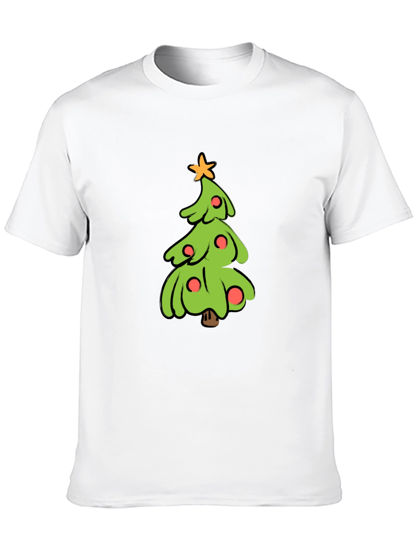 Festive Christmas Tree Graphic Tee - Black