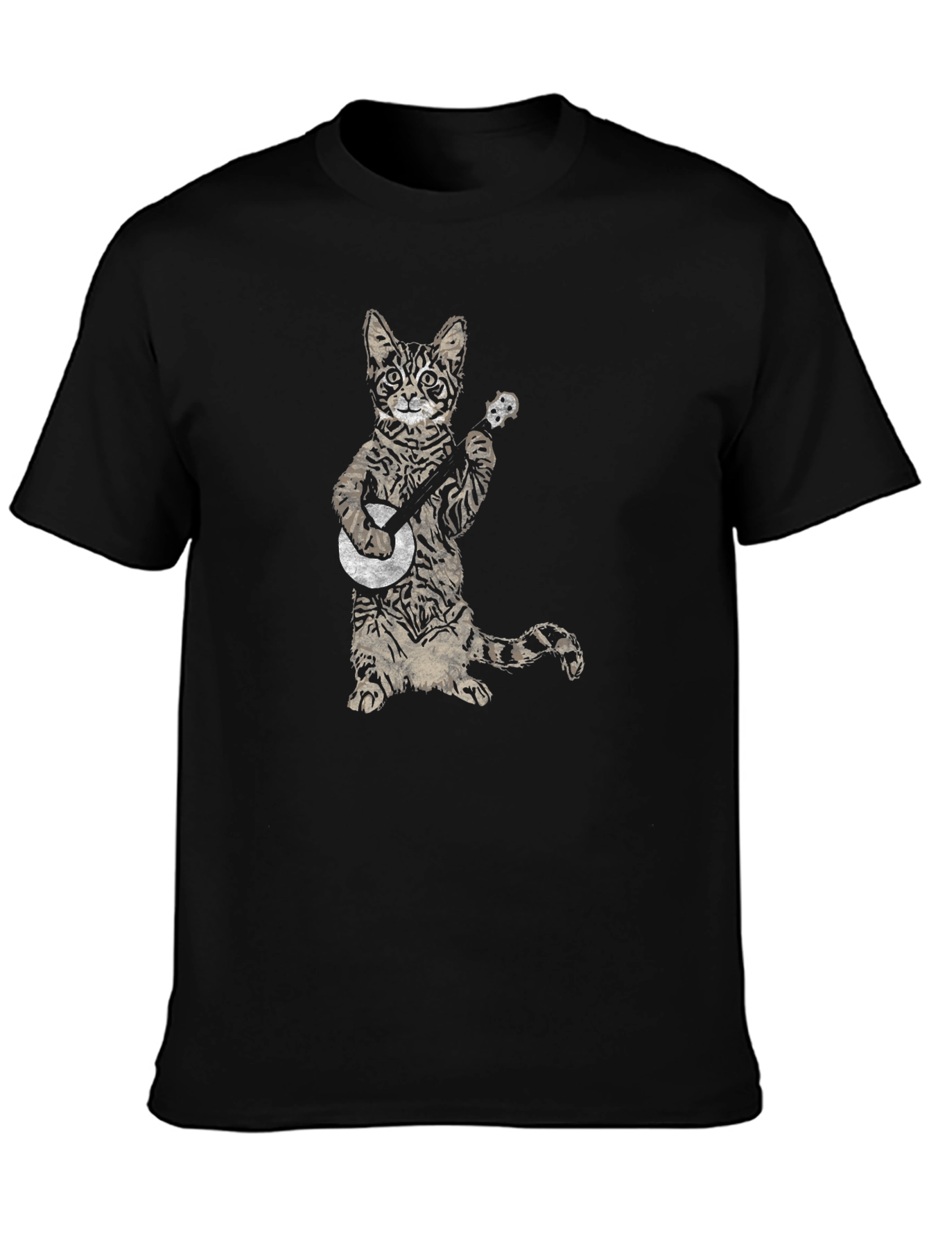 Cat Playing Banjo Graphic T-Shirt