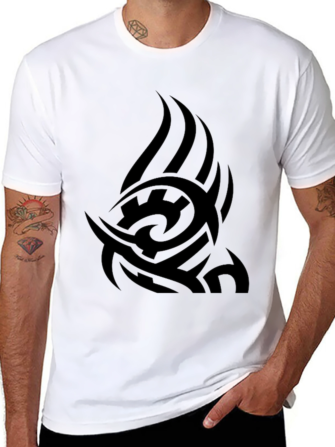 Tribal Tattoo Graphic Black T-Shirt