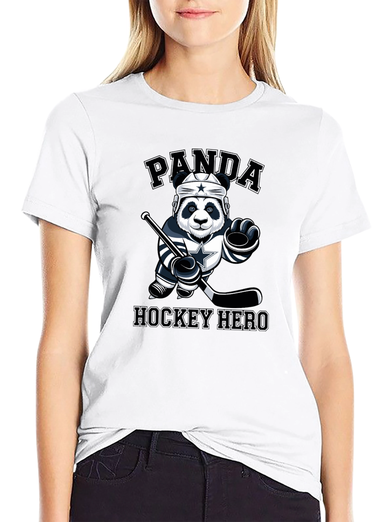 Panda Hockey Hero Graphic T-Shirt