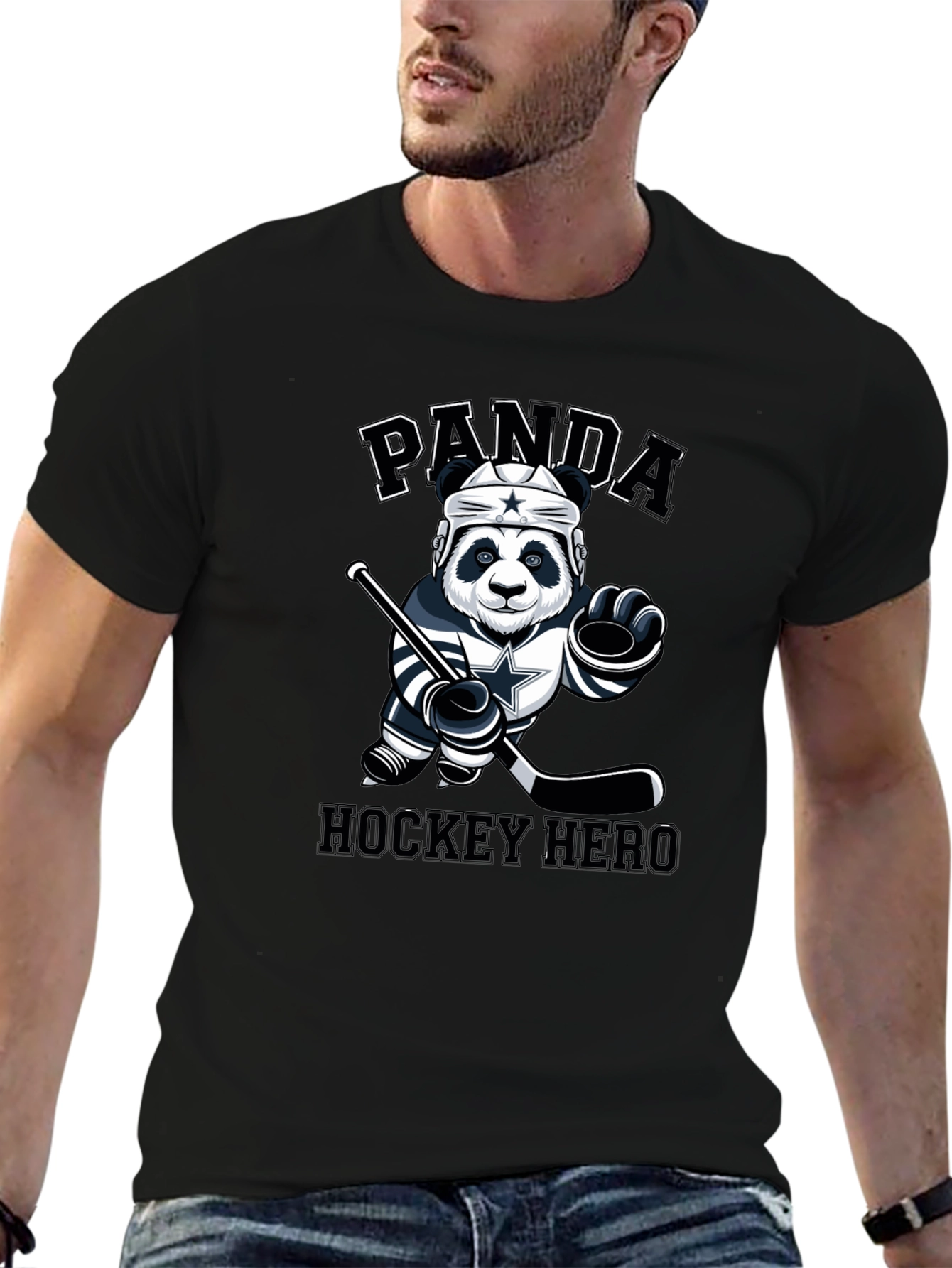 Panda Hockey Hero Graphic T-Shirt