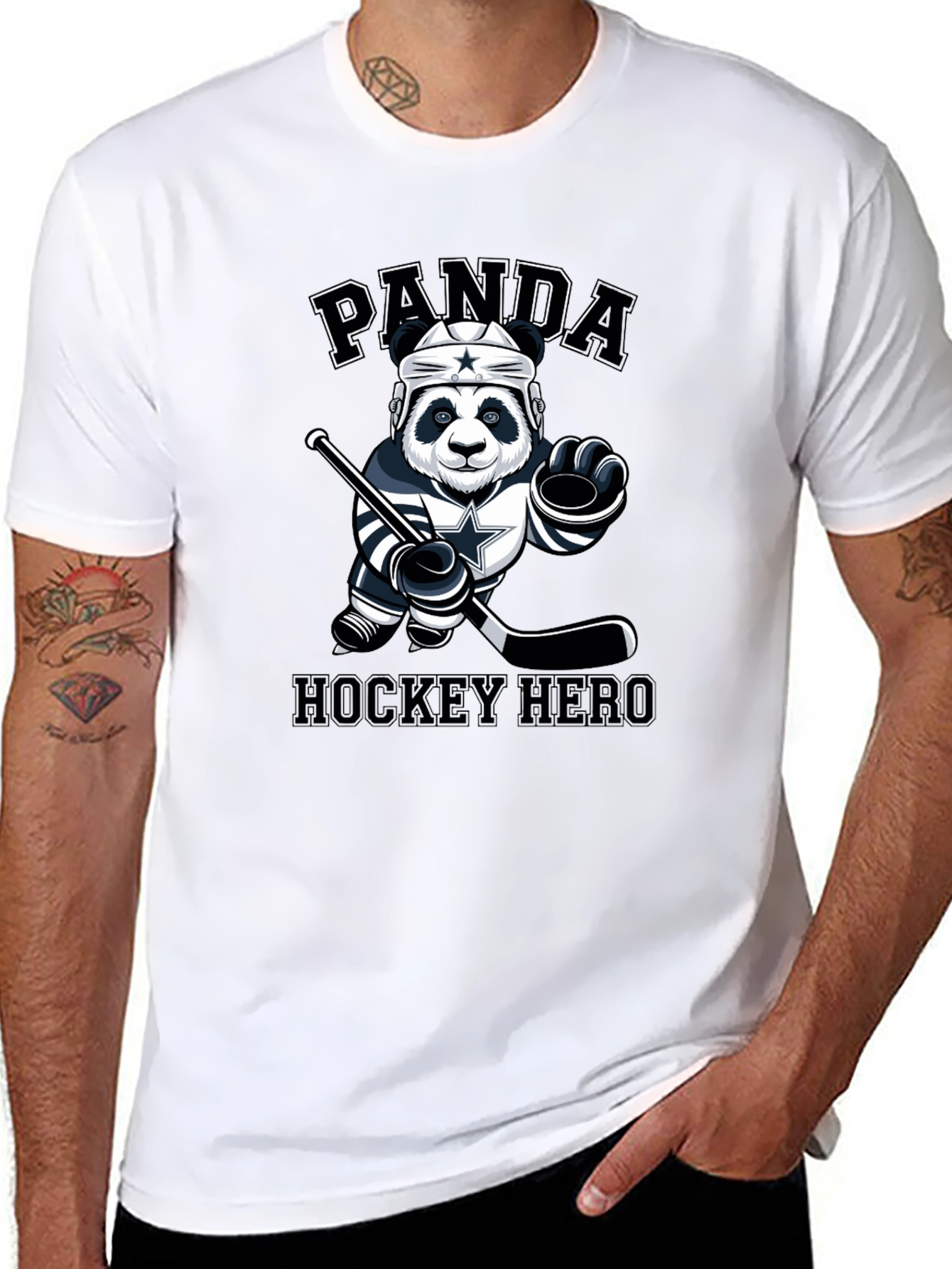 Panda Hockey Hero Graphic T-Shirt