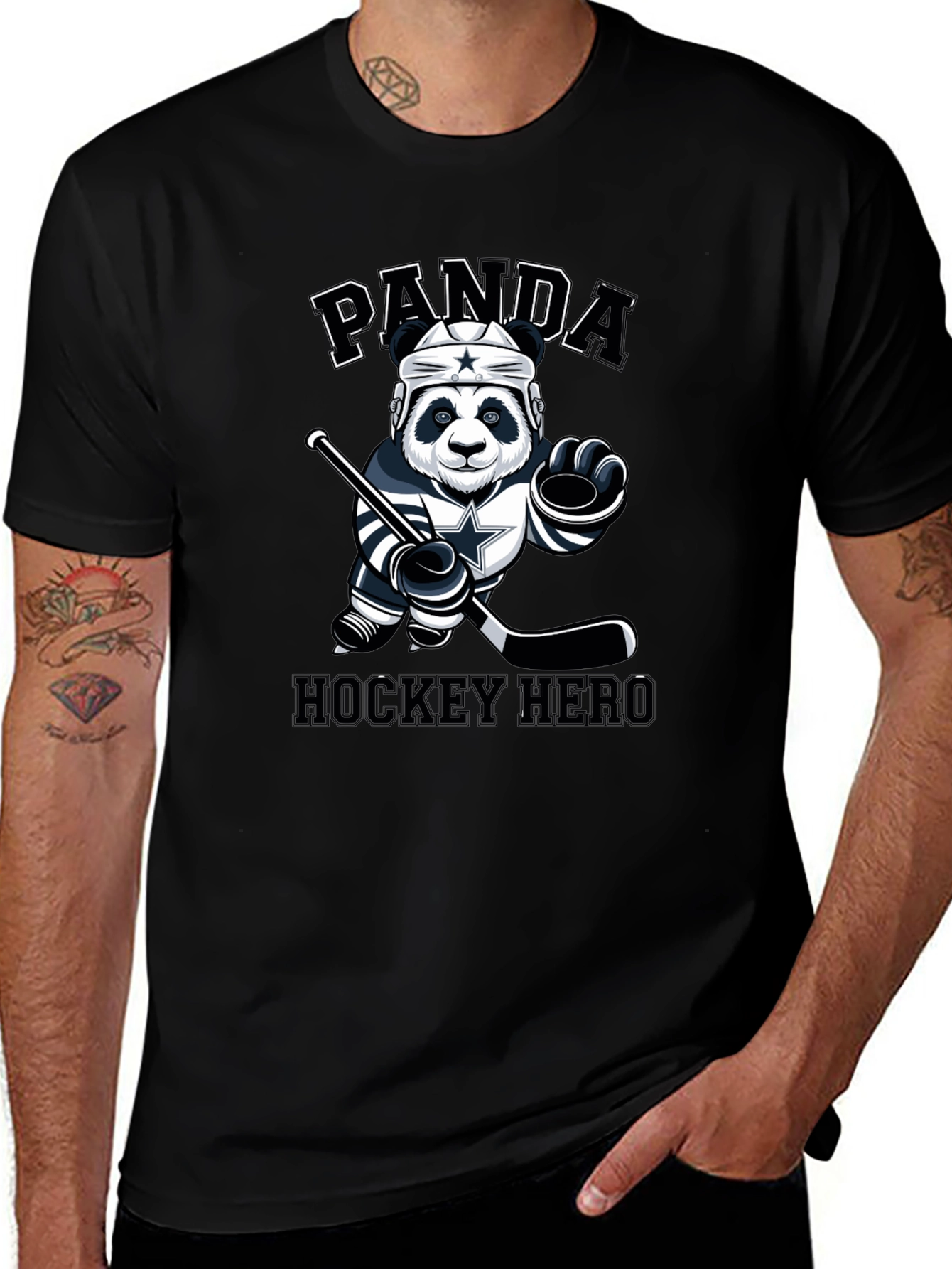 Panda Hockey Hero Graphic T-Shirt