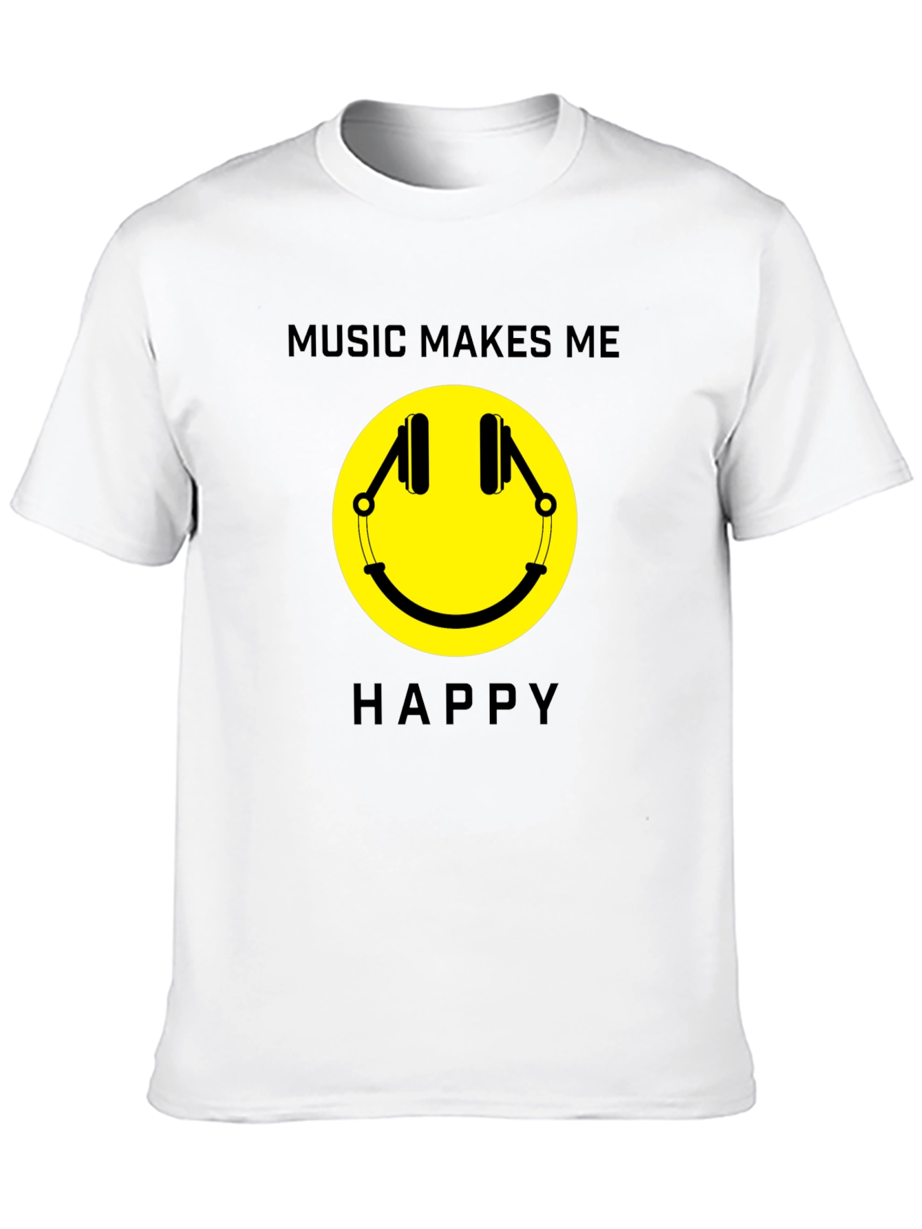 Music Makes Me Happy T-Shirt - Smiley Face Tee