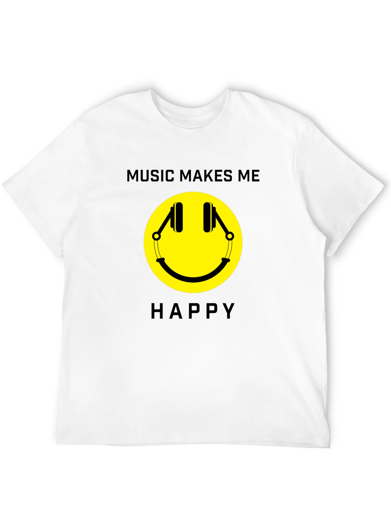 Music Makes Me Happy T-Shirt - Smiley Face Tee