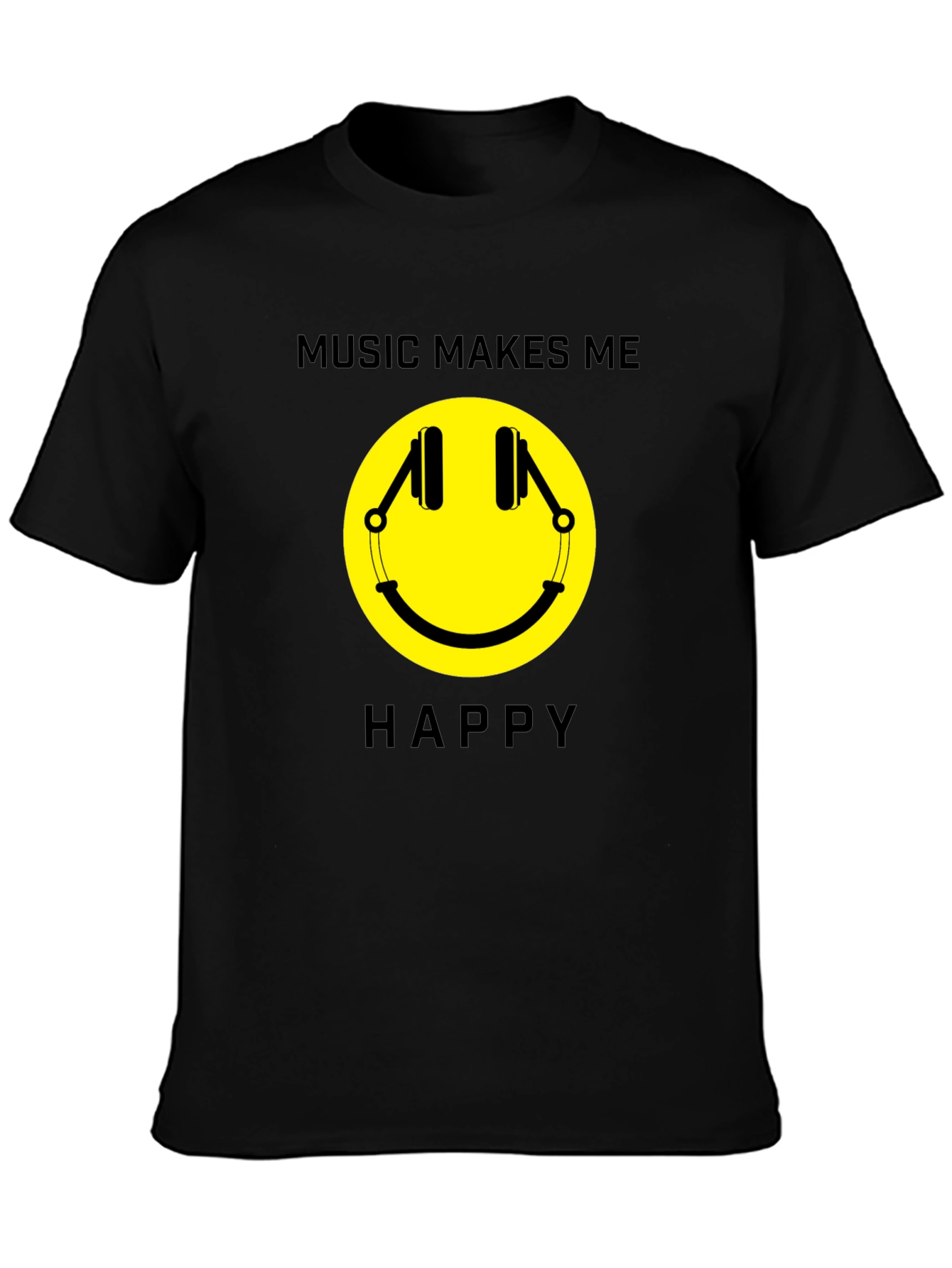 Music Makes Me Happy T-Shirt - Smiley Face Tee