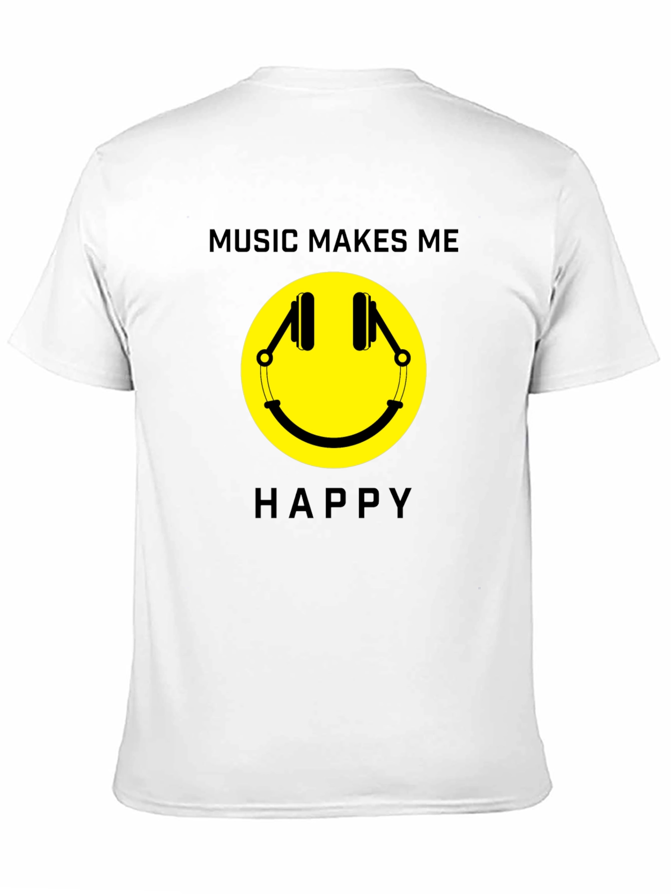 Music Makes Me Happy T-Shirt - Smiley Face Tee