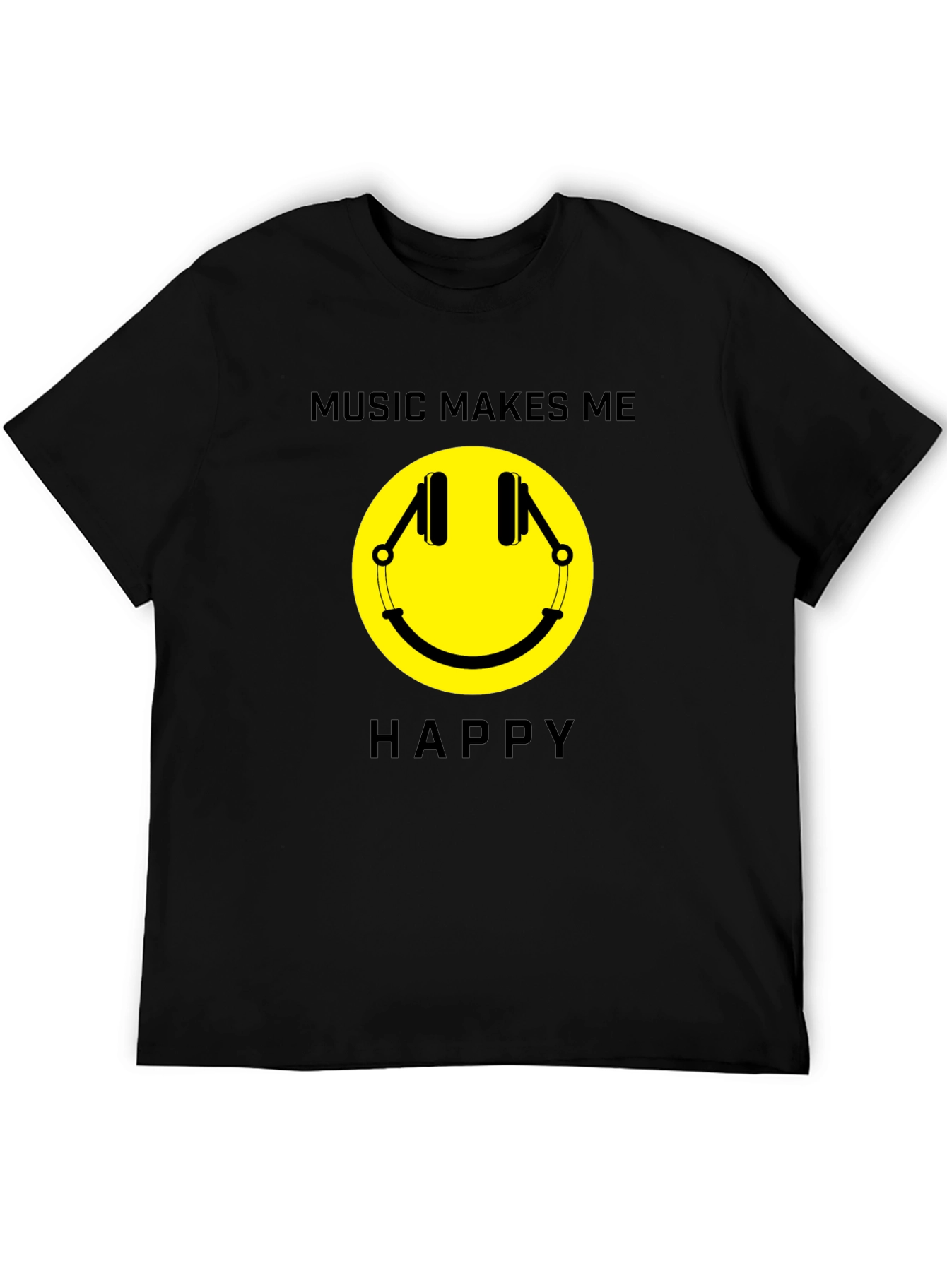 Music Makes Me Happy T-Shirt - Smiley Face Tee