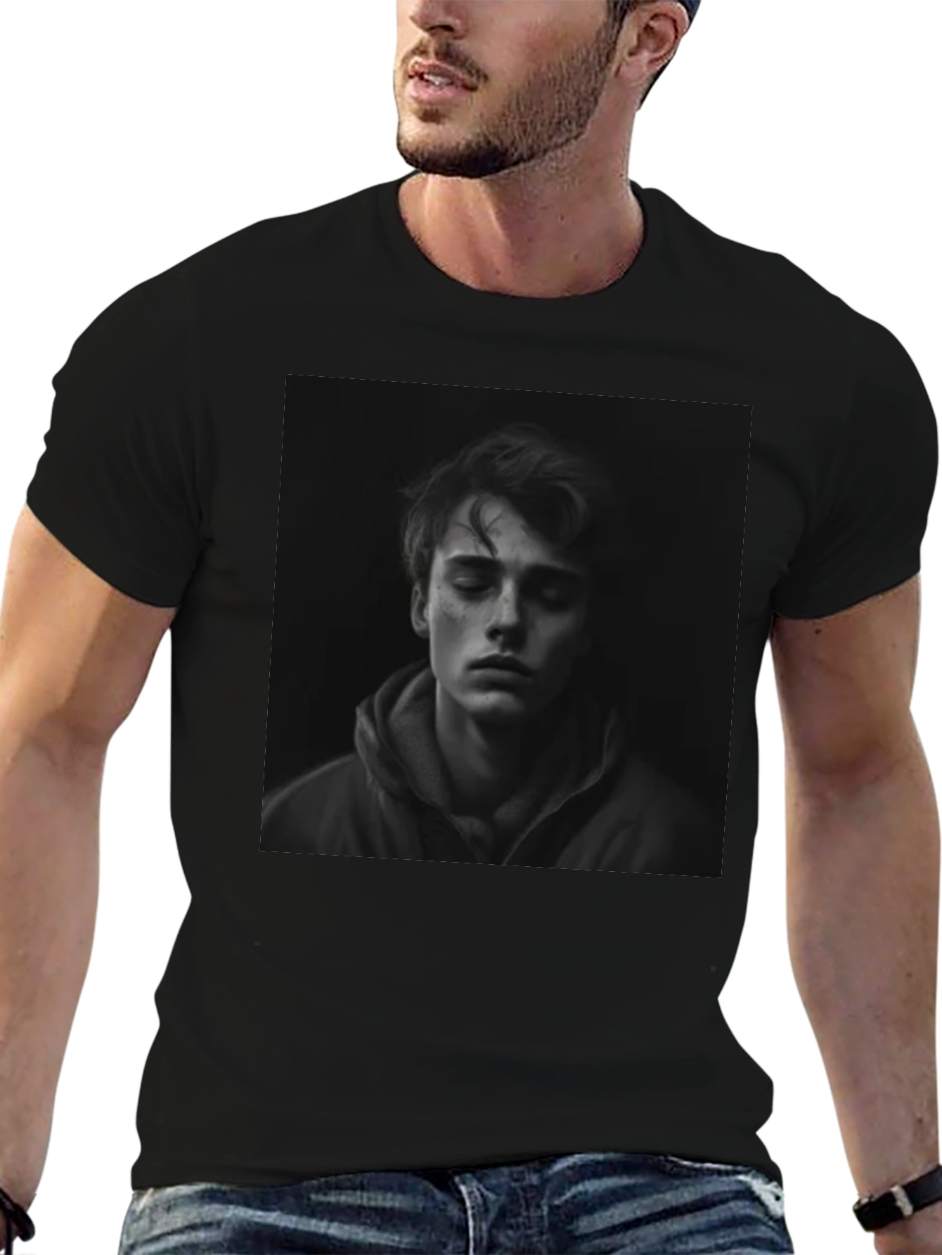 Mans Graphic Portrait T-Shirt - Black