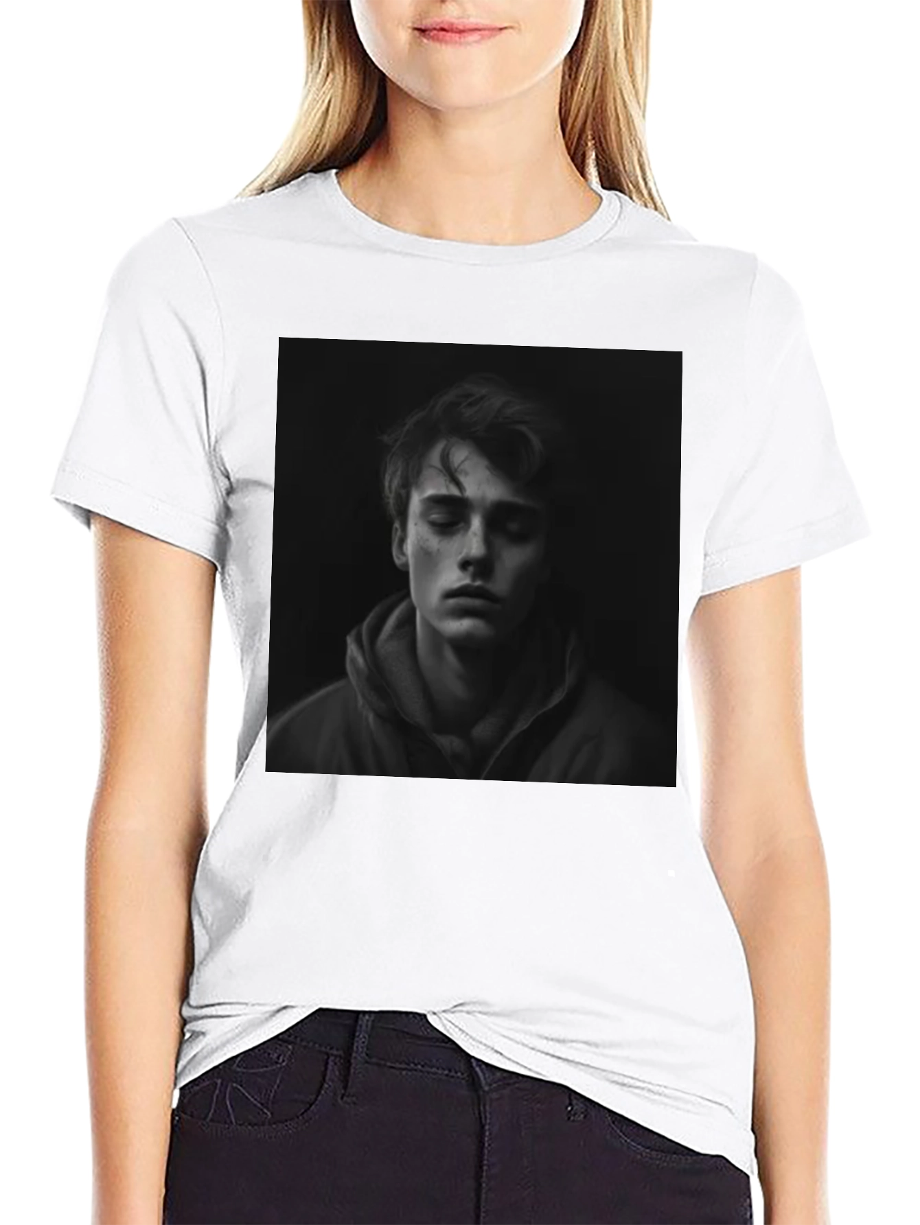 Mans Graphic Portrait T-Shirt - Black