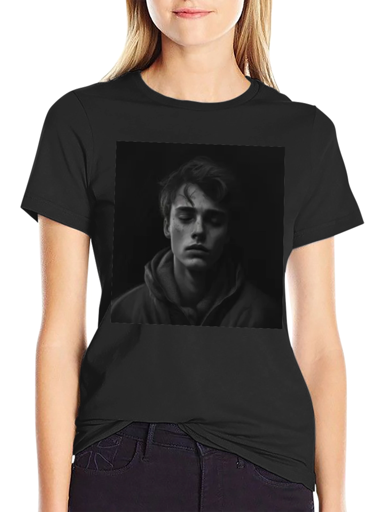 Mans Graphic Portrait T-Shirt - Black
