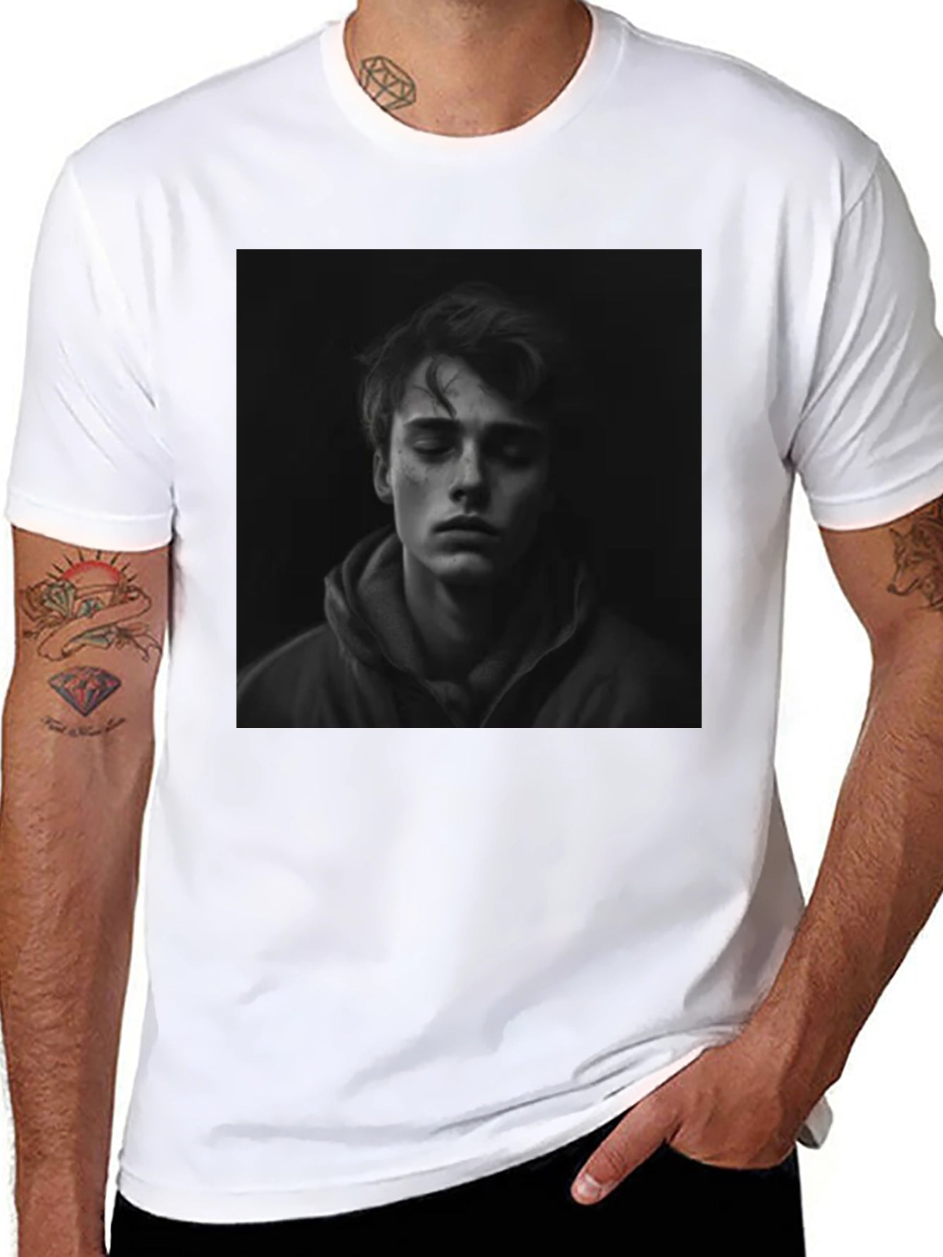 Mans Graphic Portrait T-Shirt - Black