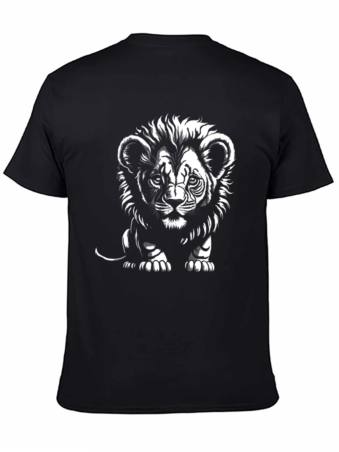 Lion Cub Graphic Tee - Black Cotton T-Shirt