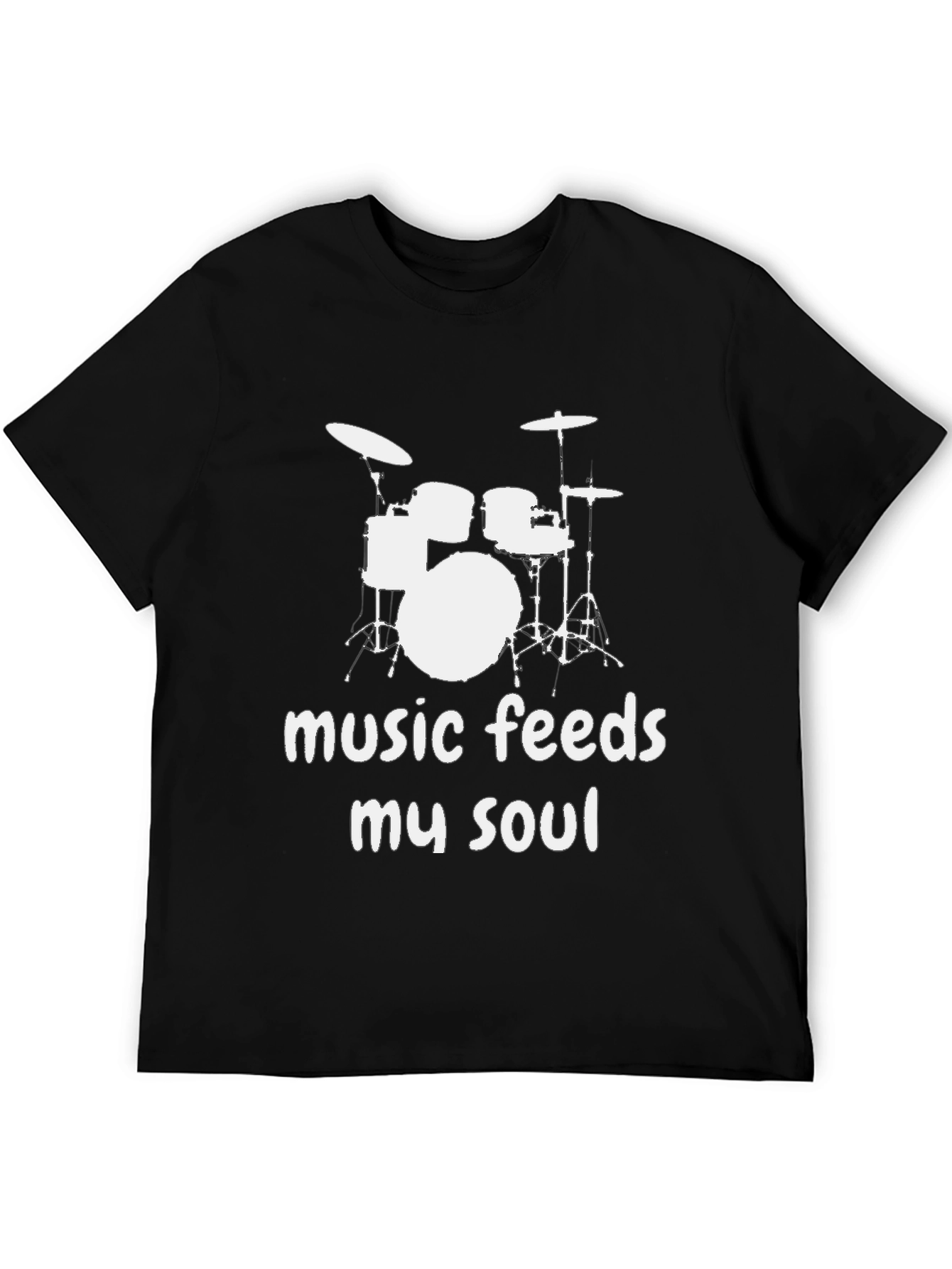Music Feeds My Soul Drum Set Graphic T-Shirt