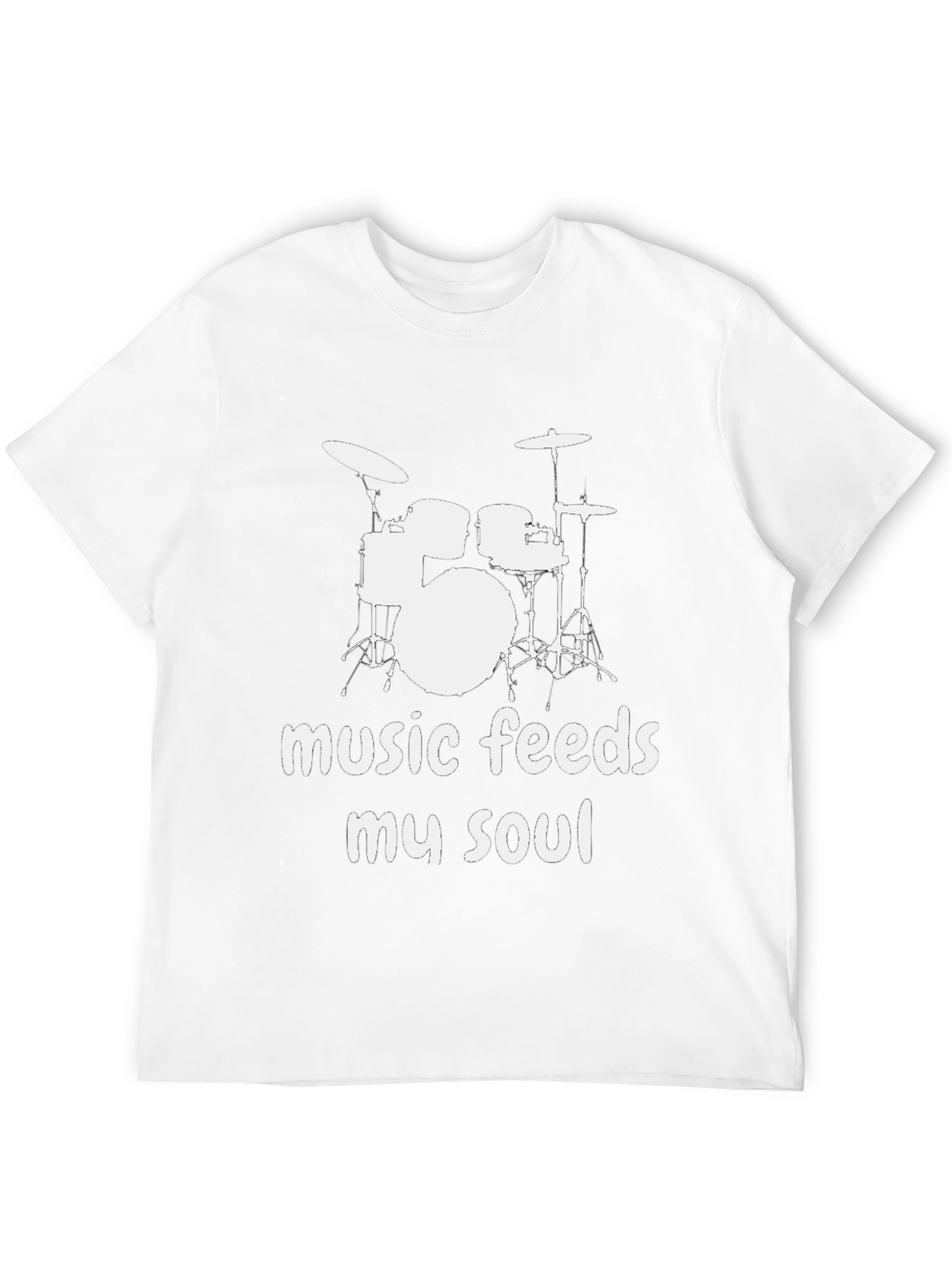 Music Feeds My Soul Drum Set Graphic T-Shirt