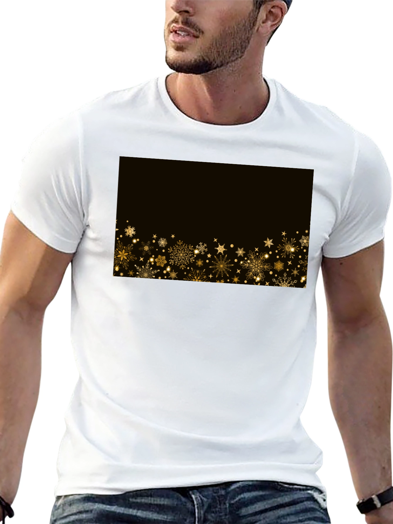 Festive Snowflake T-Shirt - Black Holiday Style