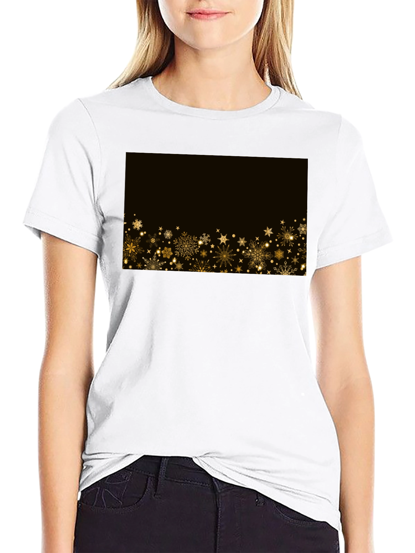 Festive Snowflake T-Shirt - Black Holiday Style