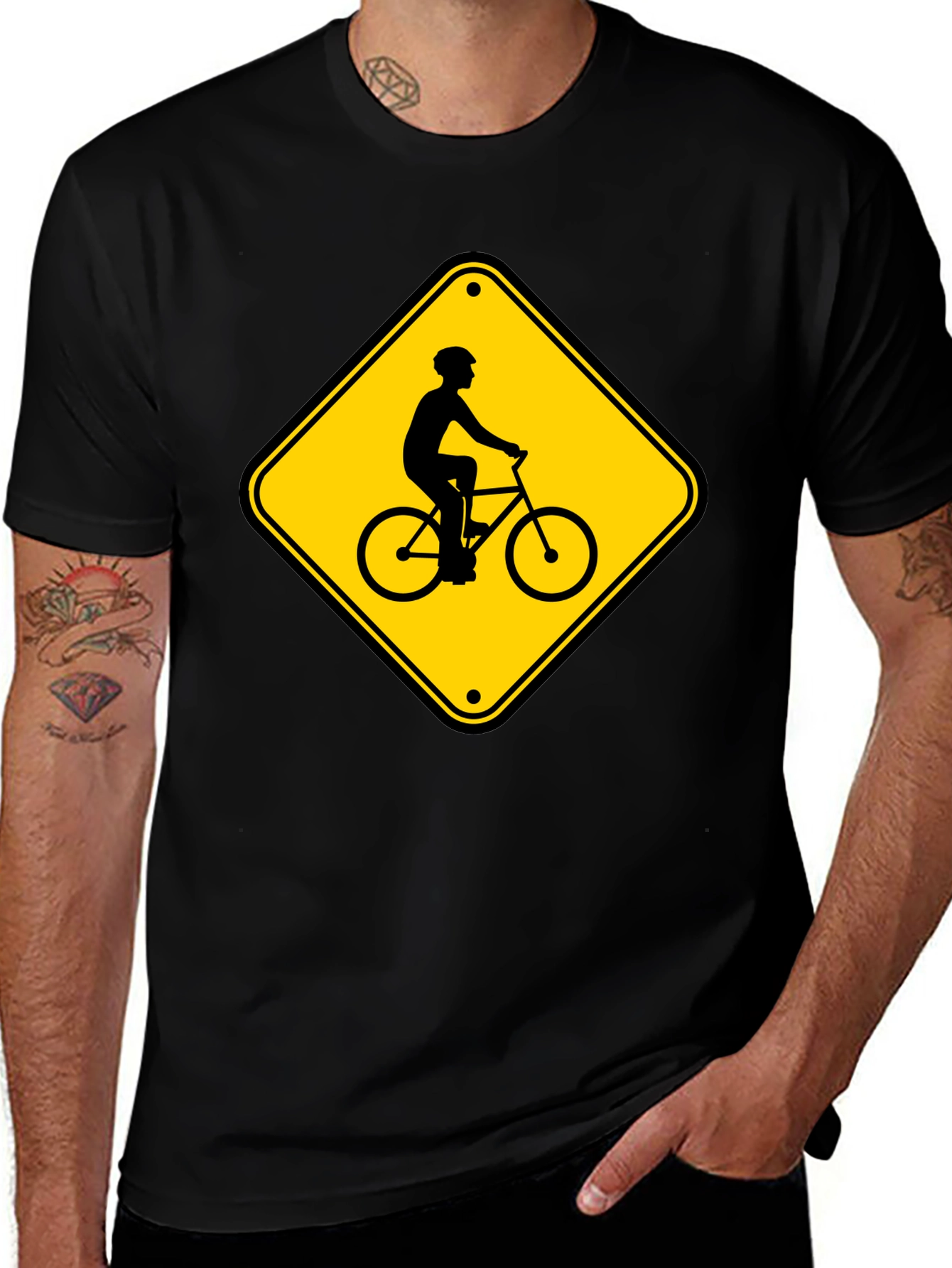Bicycle Crossing Black Tee Shirt